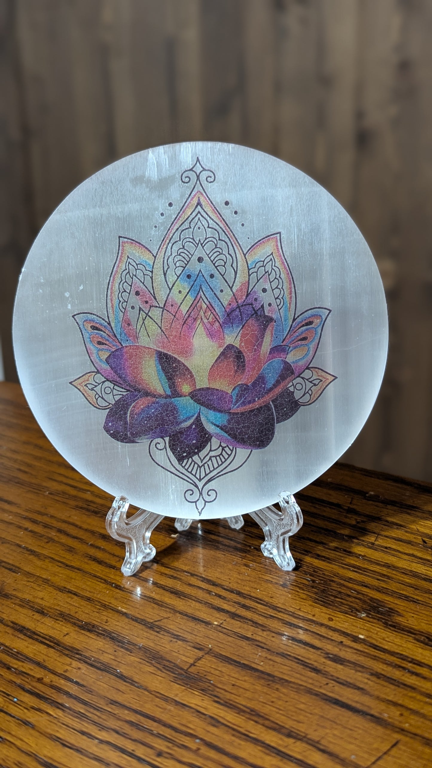Satin Spar Lotus Charging Plate - PROTECTION, STRENGTH, HEALING