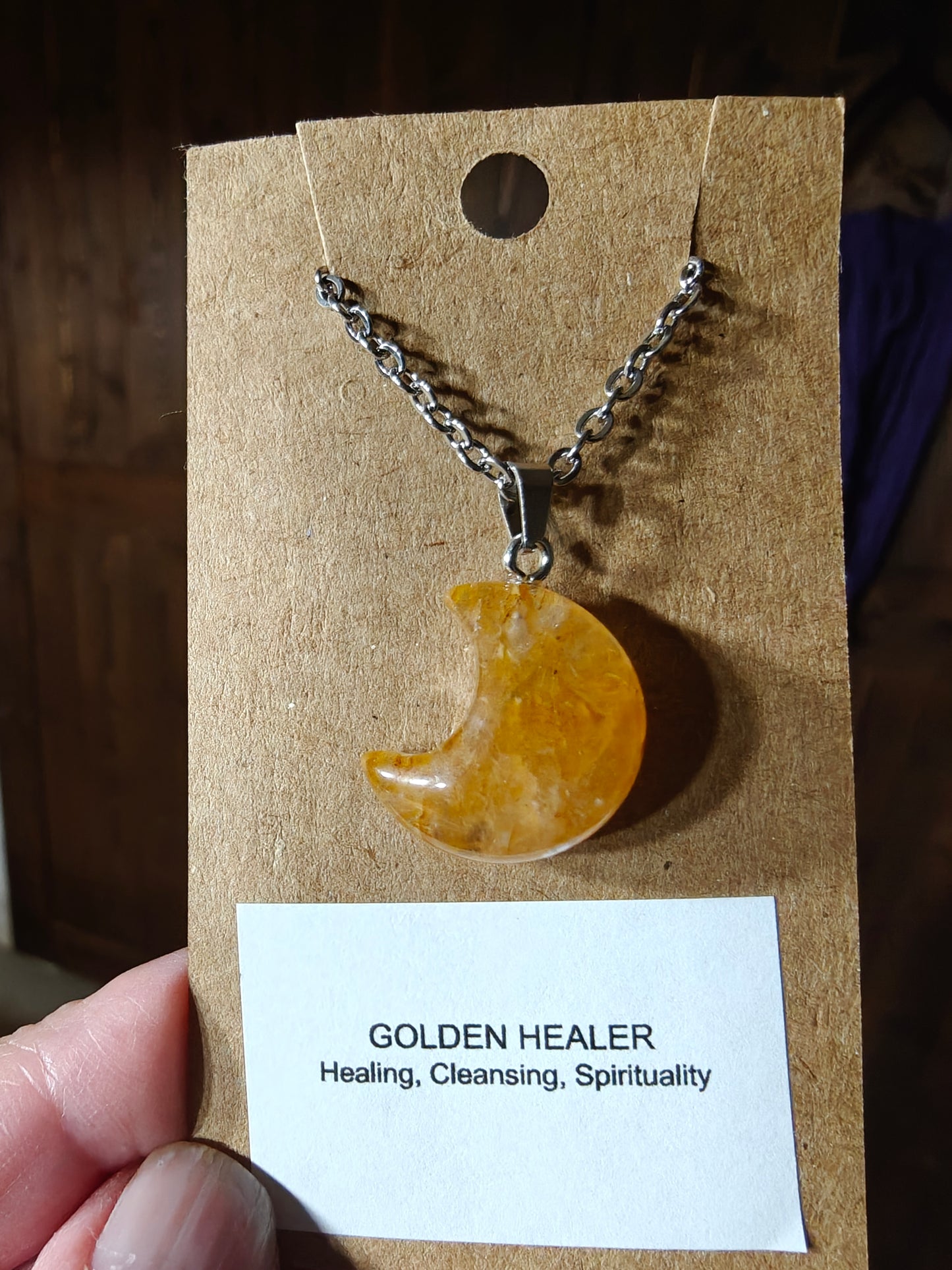 Moon Necklace (Golden Healer) - HEALING, CLEANSING, SPIRITUALITY