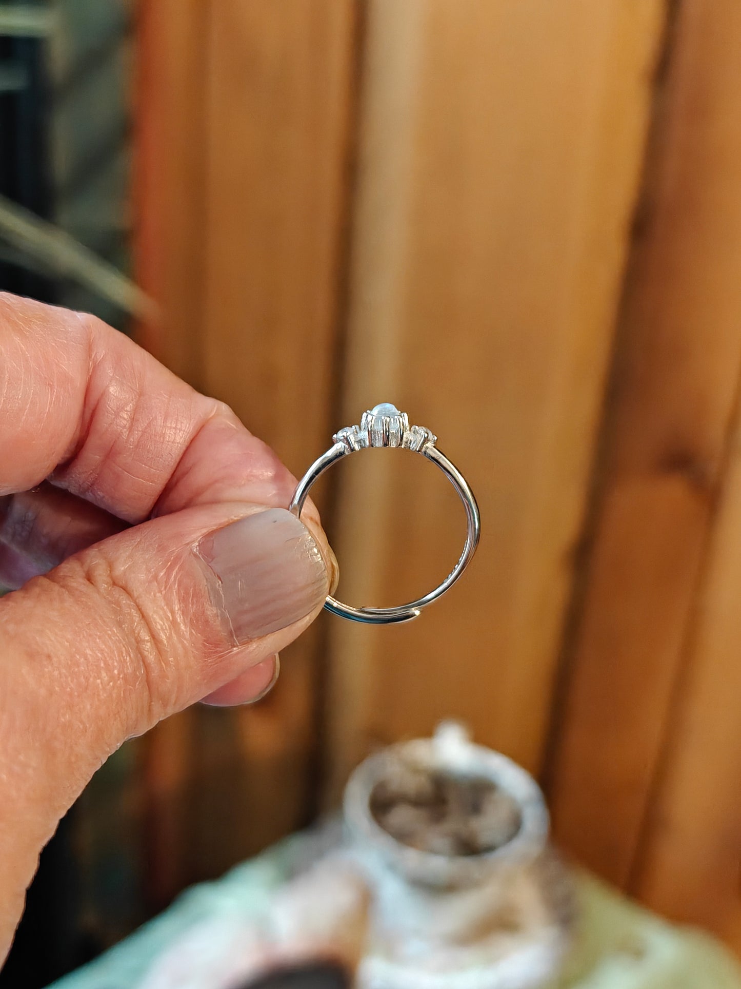 Moonstone Adjustable Ring Sterling Silver - INSPIRATION, INTUITION, BEGINNINGS