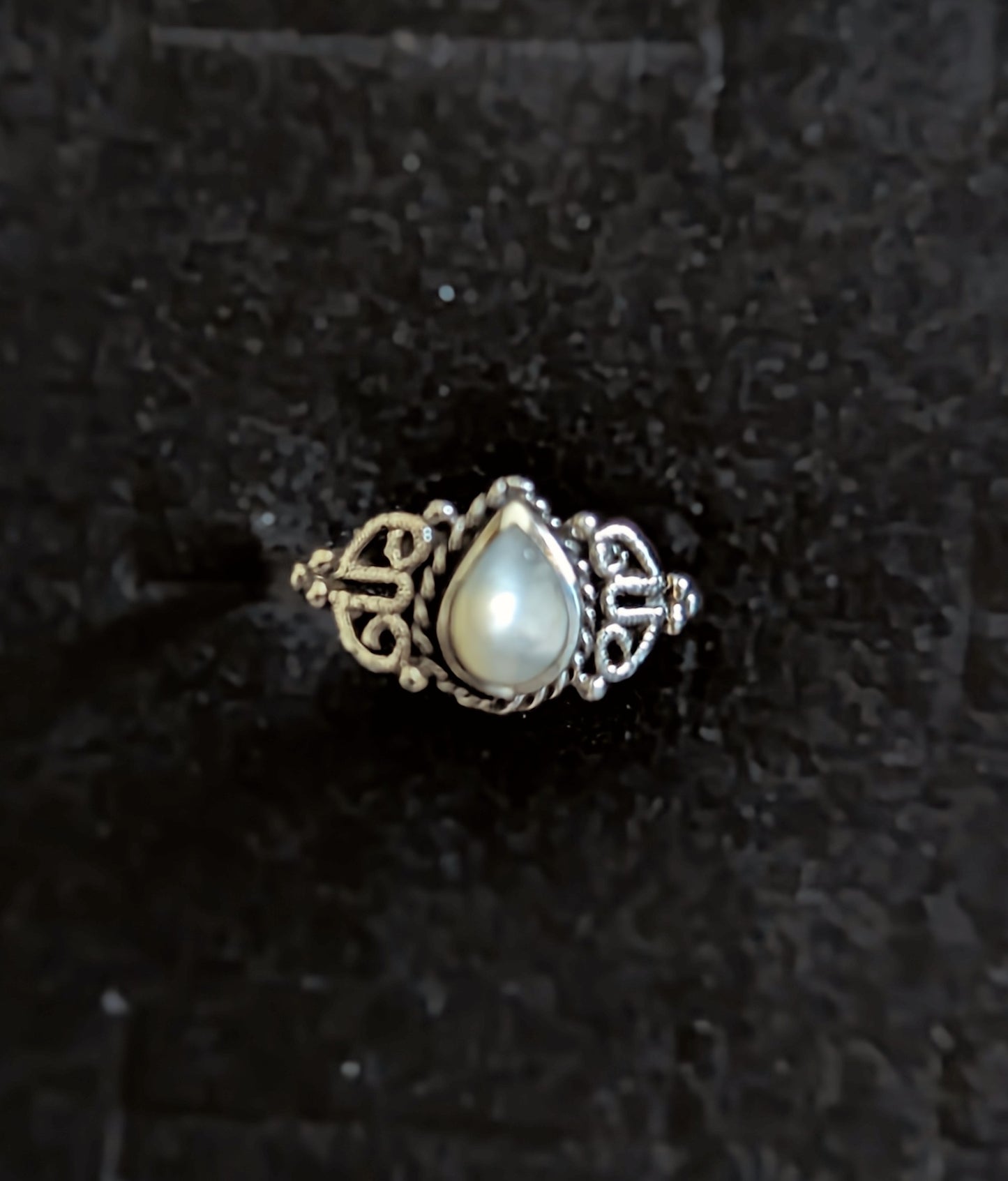 Mother of Pearl Dainty Teardrop Ring - CALMING, HARMONY, INTUITION