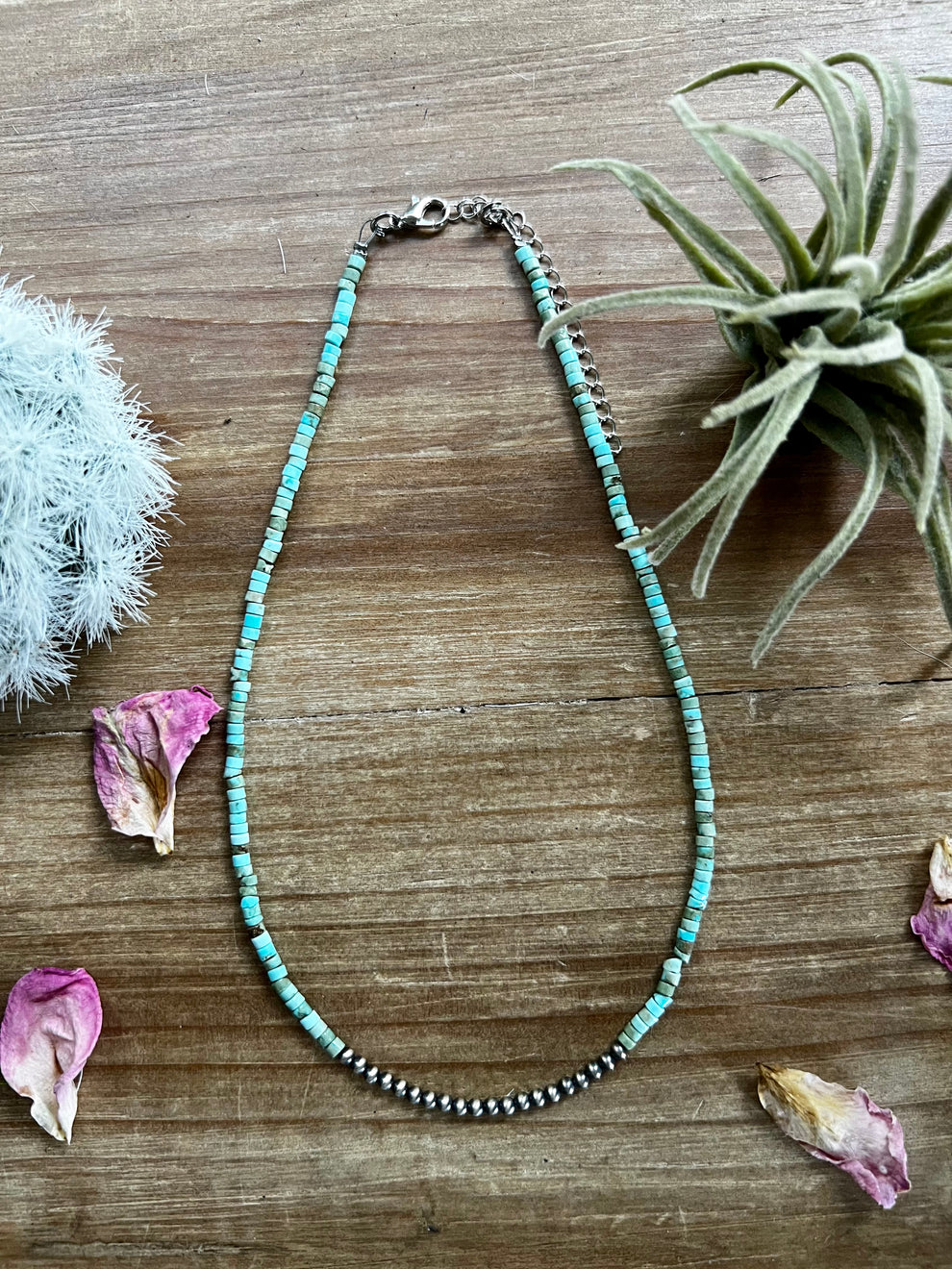 Sterling Silver Pearls and Magnesite Heishi Choker