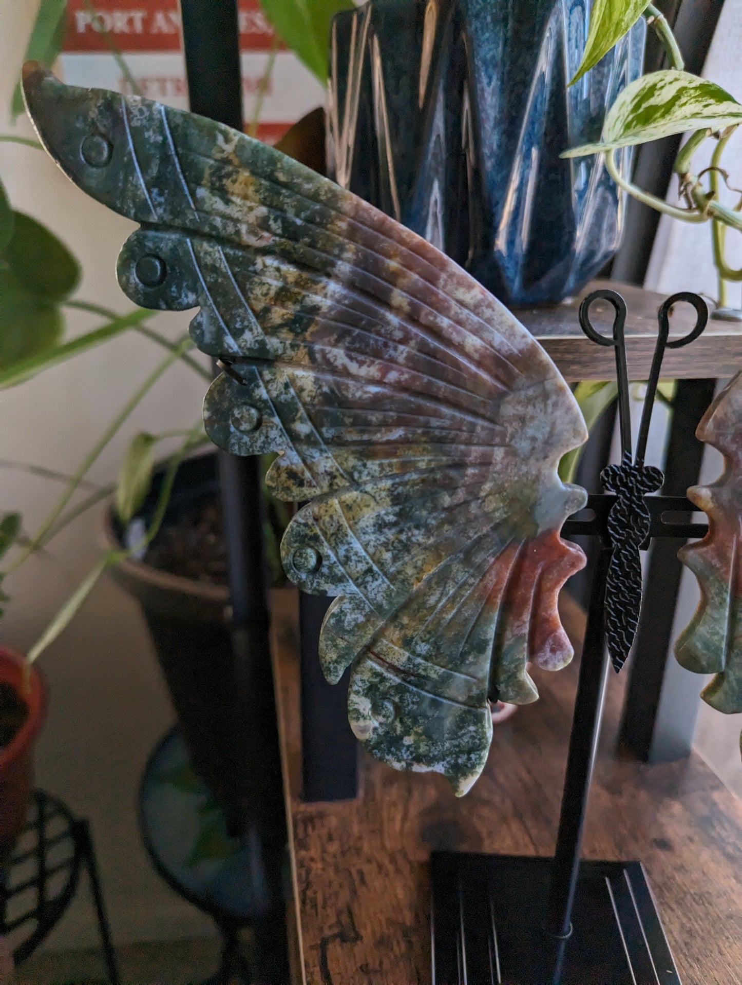 Butterfly Wings (Moss Agate)  - PROSPERITY, SUCCESS, ABUNDANCE, CONGENIALITY, COMPATIBILITY, HEALING