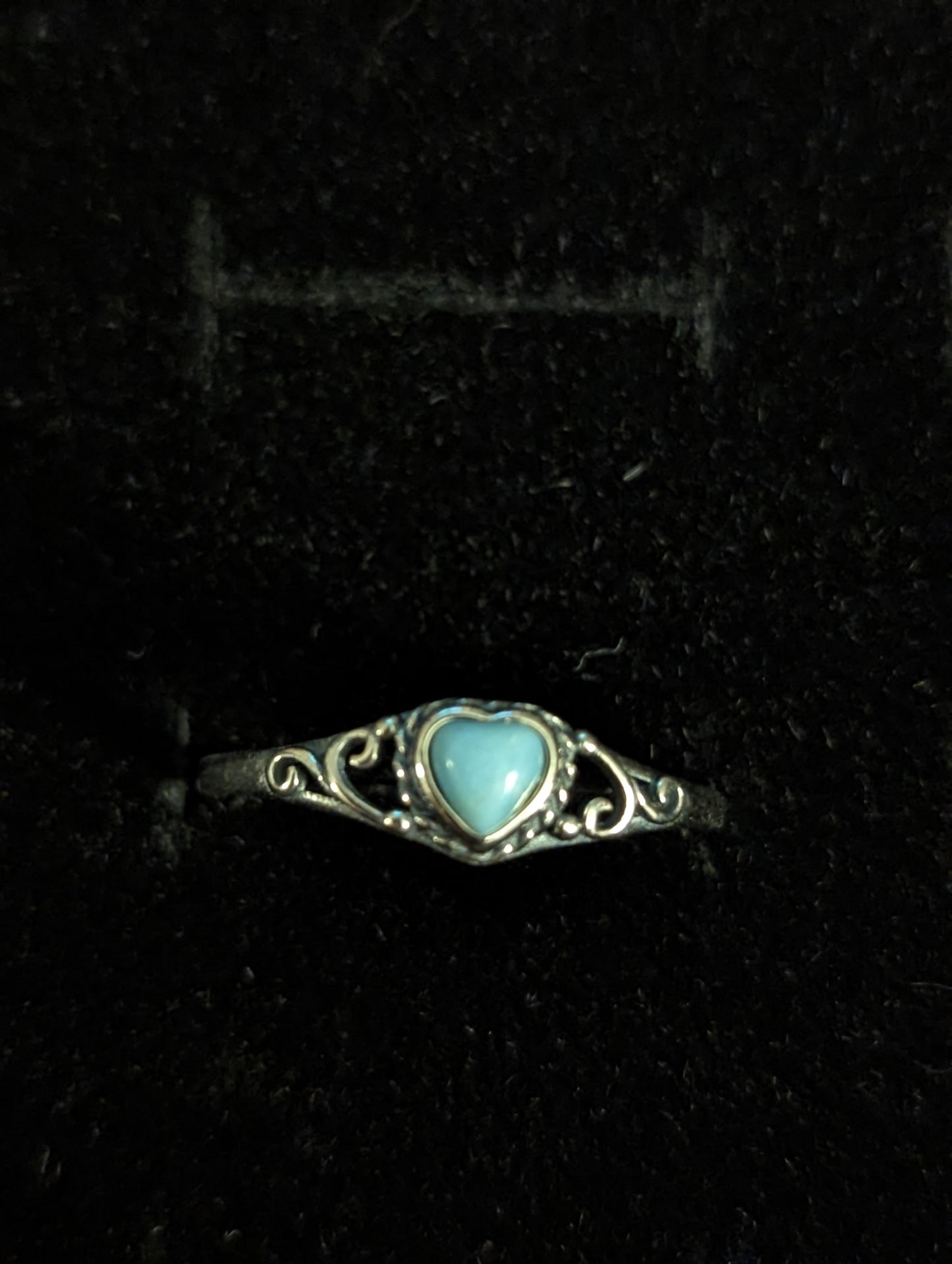 LarimarDainty Heart Ring -