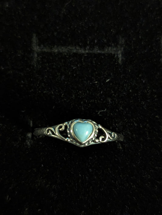 Larimar Dainty Heart Ring -