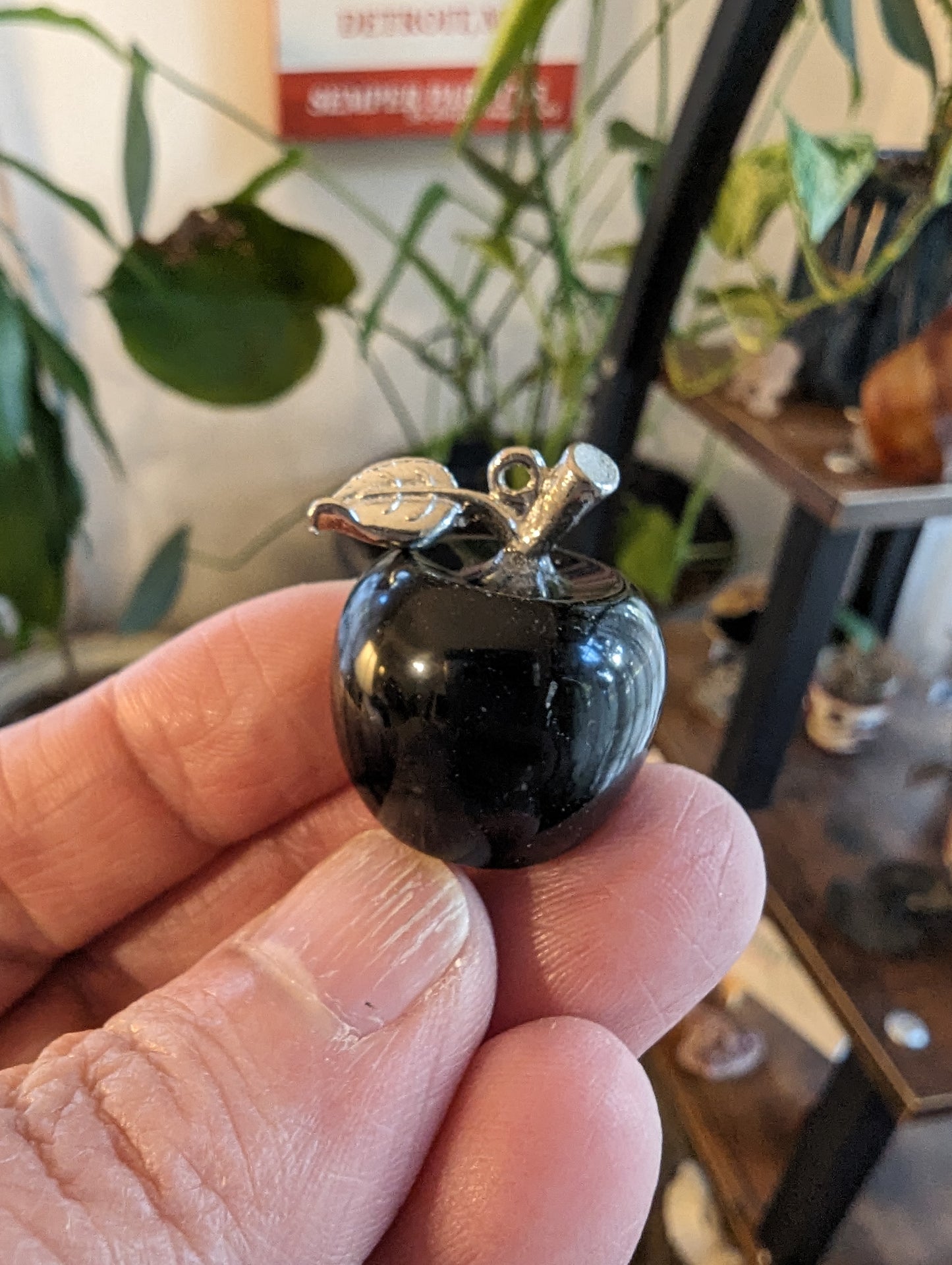 Apple Necklace (Black Obsidian) - PROTECTION, TRANSFORMATION, FULFILMENT