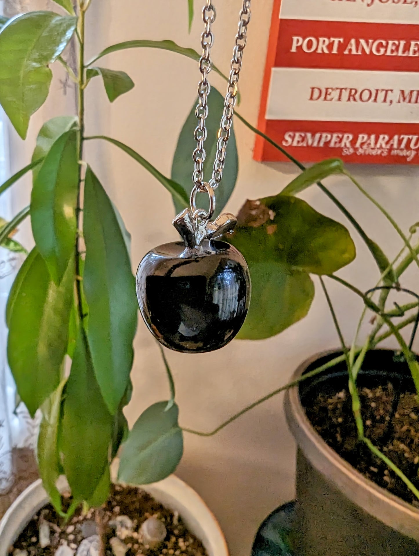 Apple Necklace (Black Obsidian) - PROTECTION, TRANSFORMATION, FULFILMENT