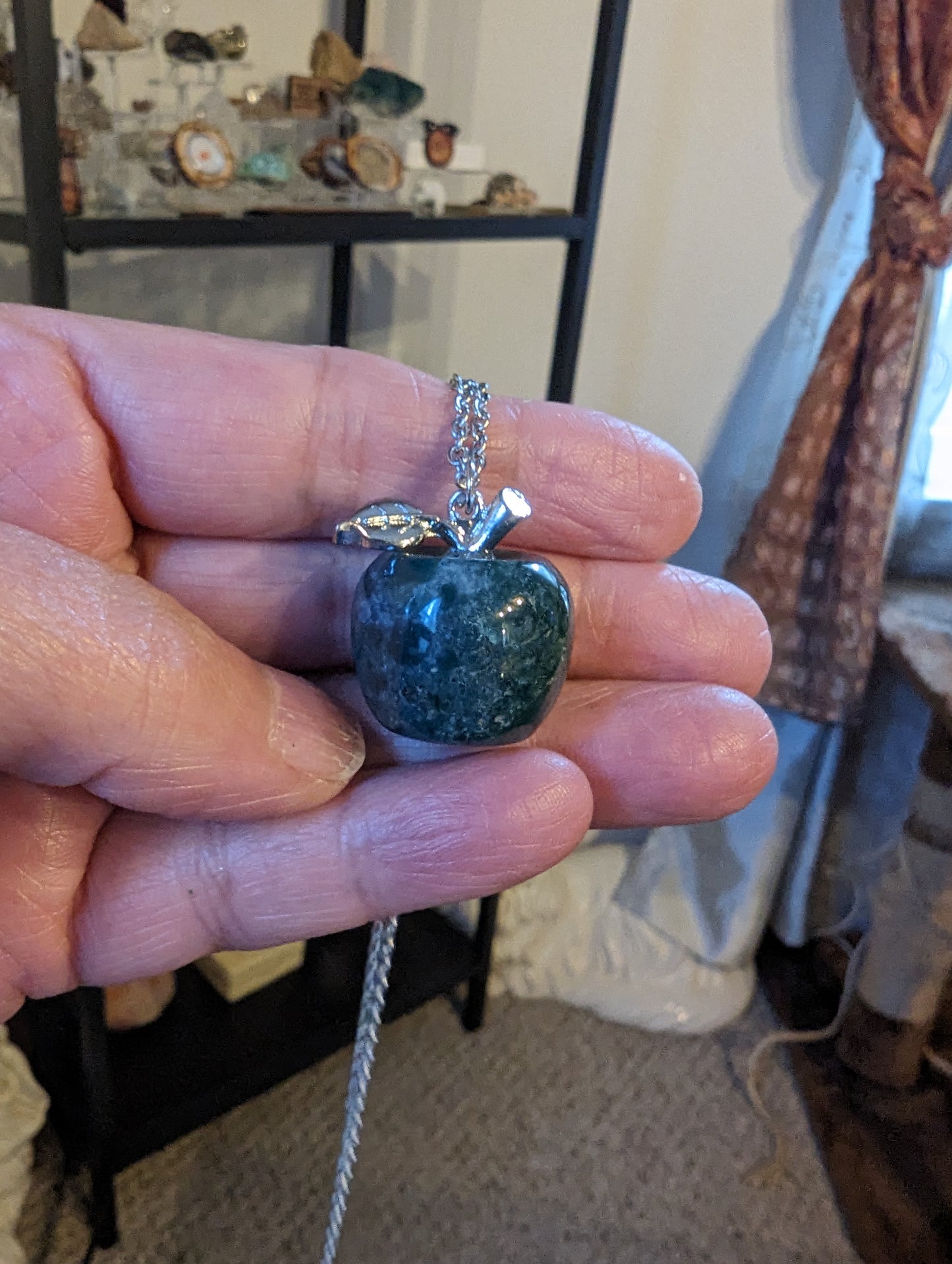 Apple Necklace (Moss Agate) - PROSPERITY, SUCCESS, ABUNDANCE, CONGENIALITY, COMPATIBILITY, HEALING