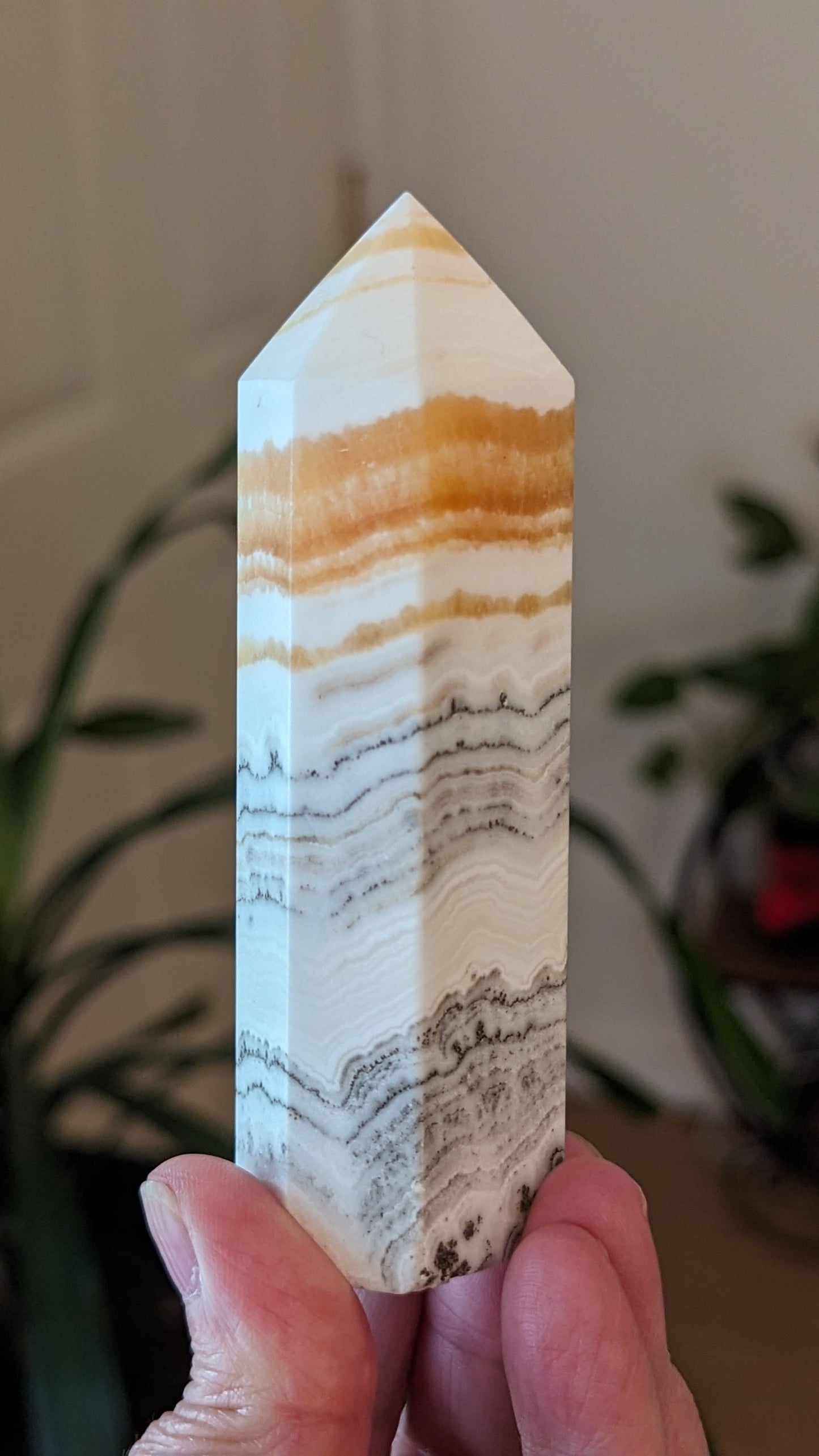 Banded Orange Calcite Energy Tower - CLEANSING, PROTECTION , ENERGY