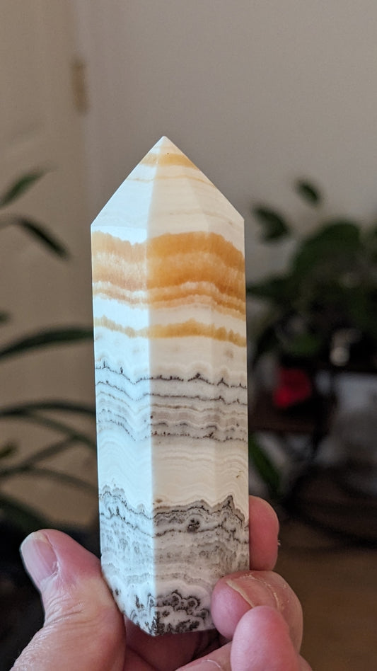 Banded Orange Calcite Energy Tower - CLEANSING, PROTECTION , ENERGY