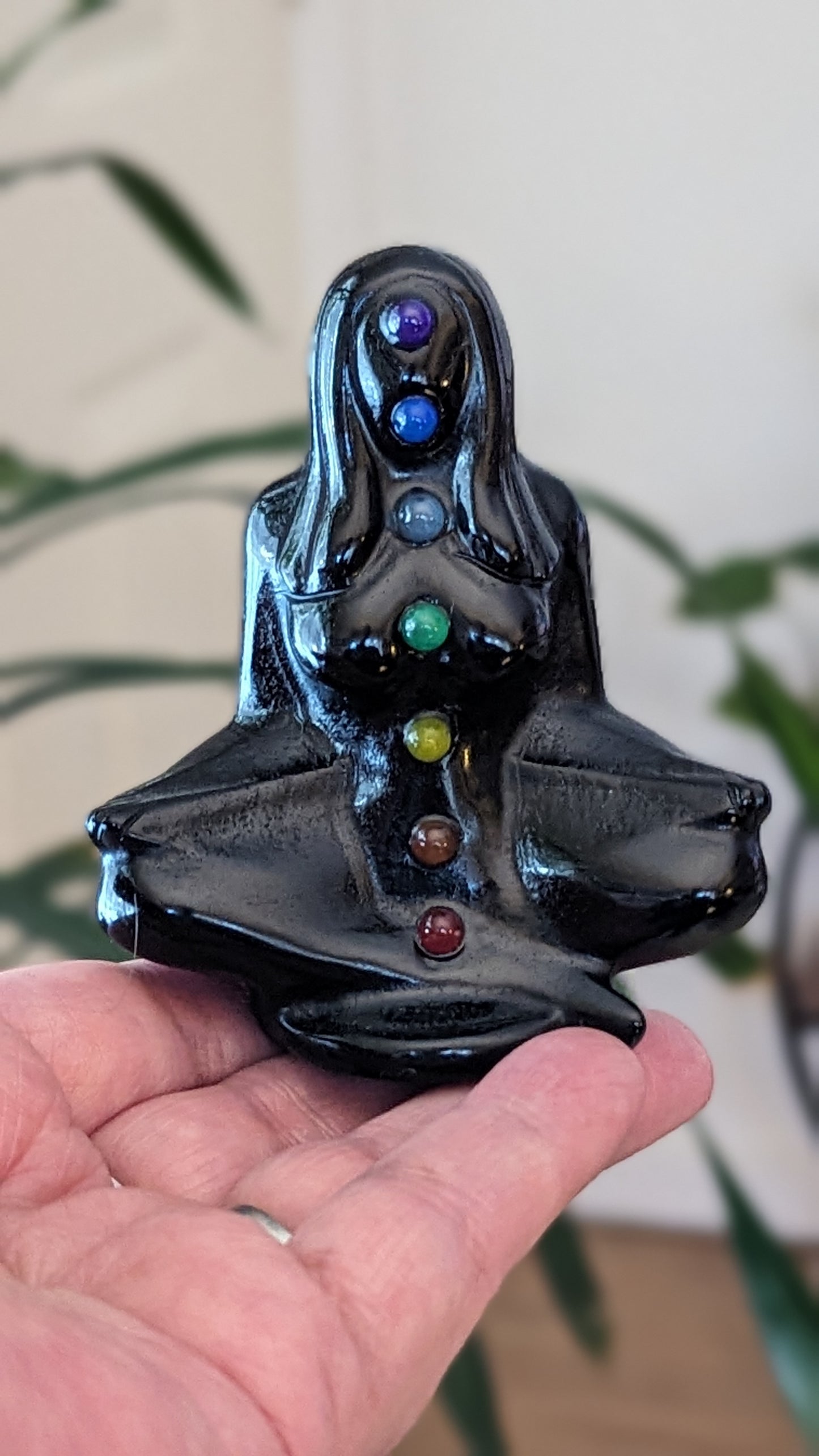 Black Obsidian Yoga Carving - PROTECTION, TRANSFORMATION, FULFILLMENT