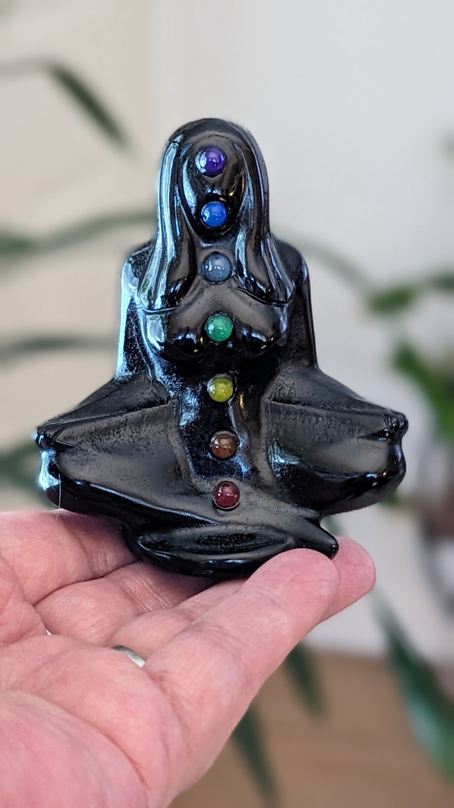 Black Obsidian Yoga Carving - PROTECTION, TRANSFORMATION, FULFILLMENT