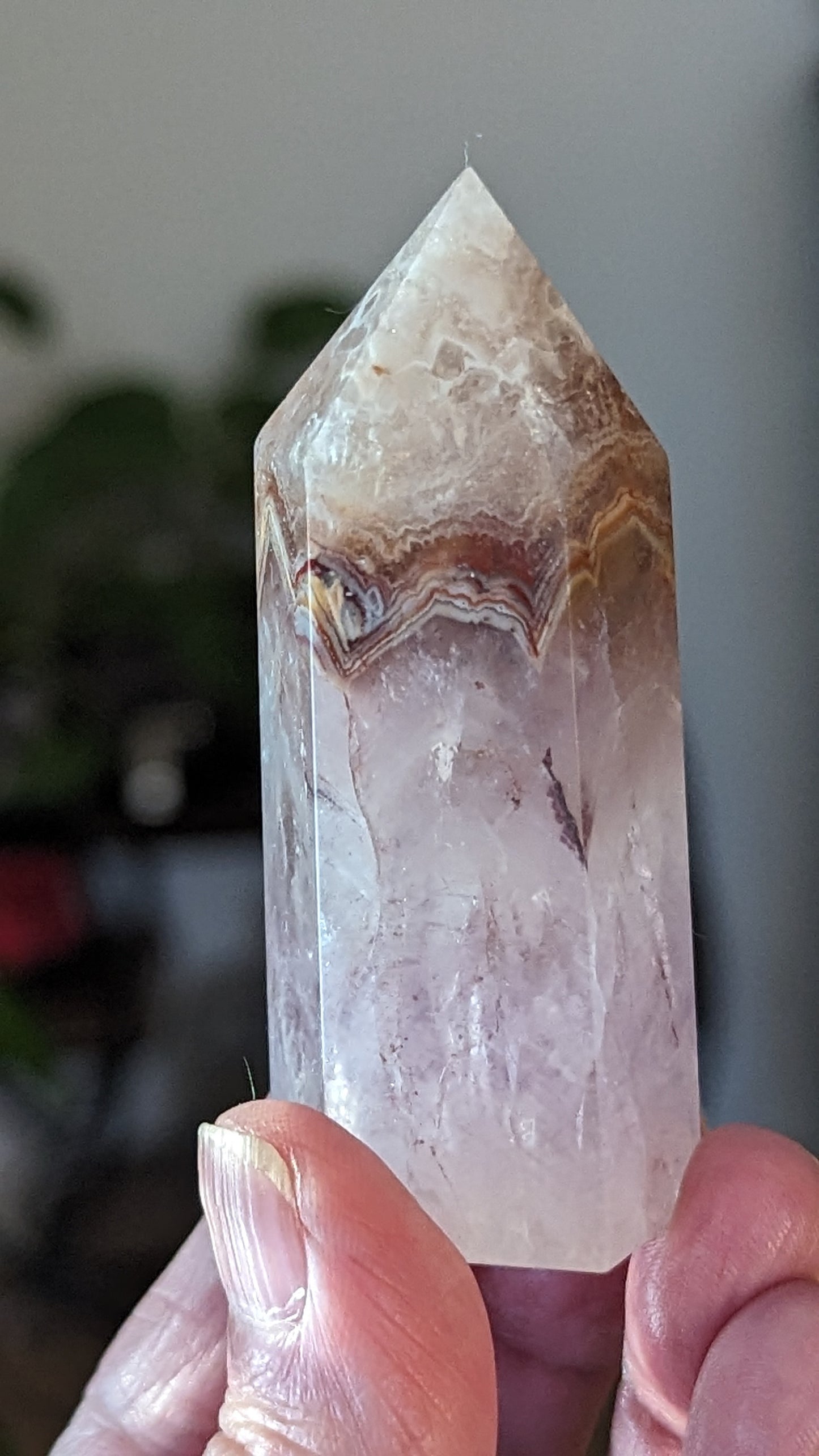 Agate with Amethyst Energy Tower with Agate