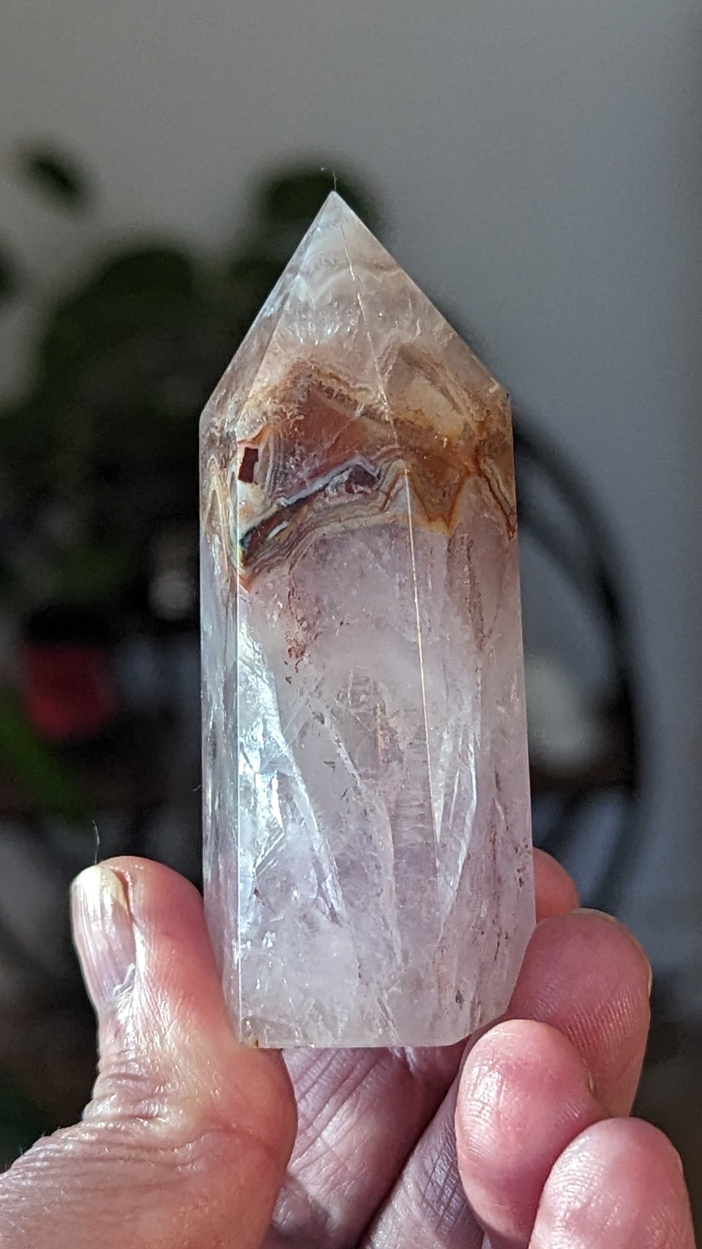 Agate with Amethyst Energy Tower with Agate