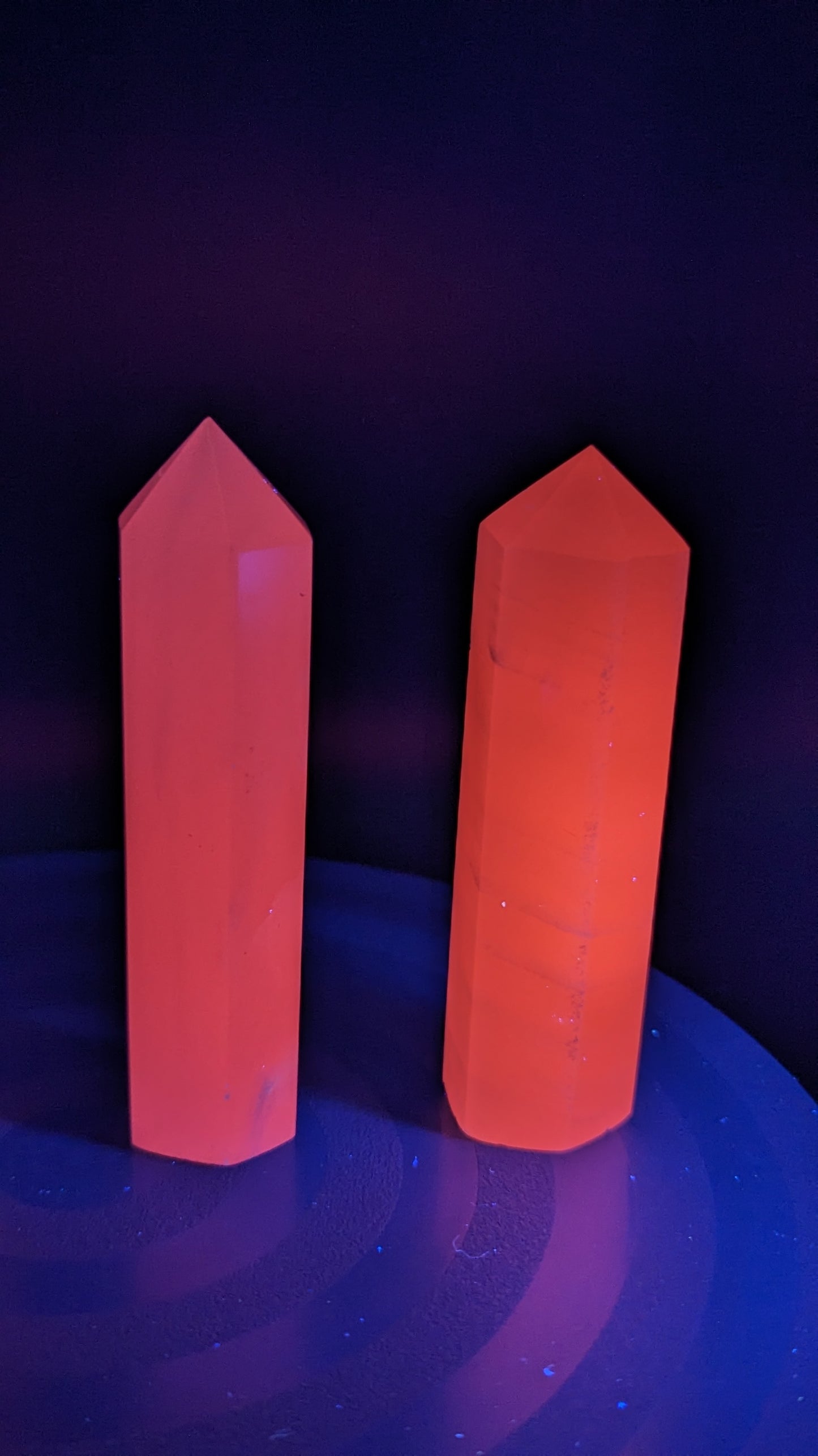 Pink Calcite Energy Tower (UV Reaction)