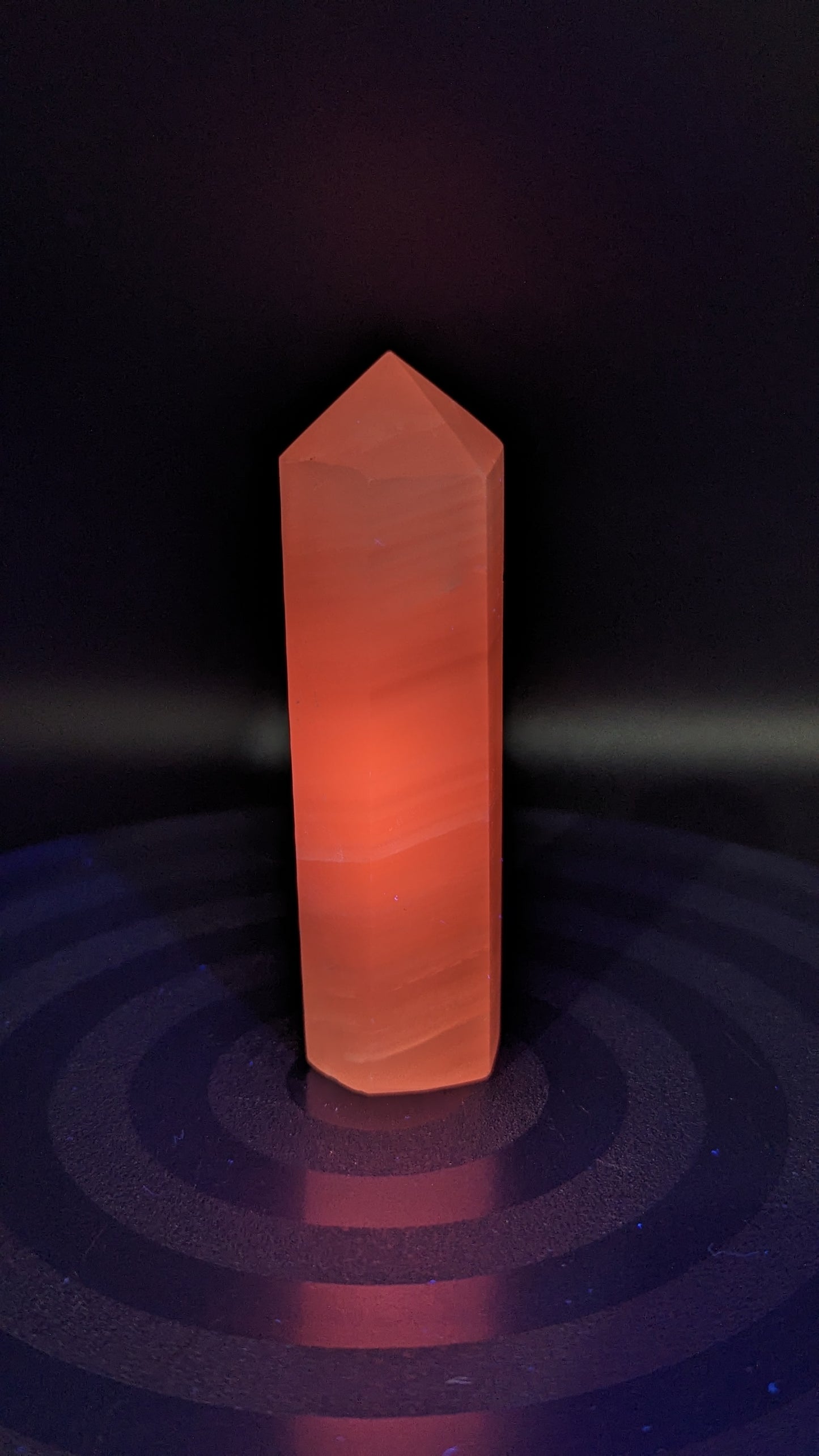 Pink Calcite Energy Tower (UV Reaction)