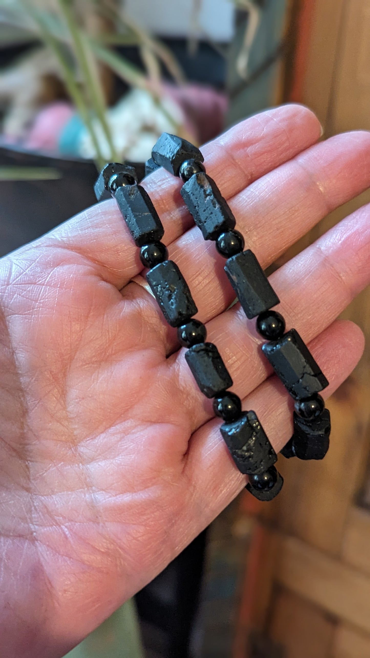 Black Tourmaline Energy Bracket - PROTECTION, GROUNDING, CALMING