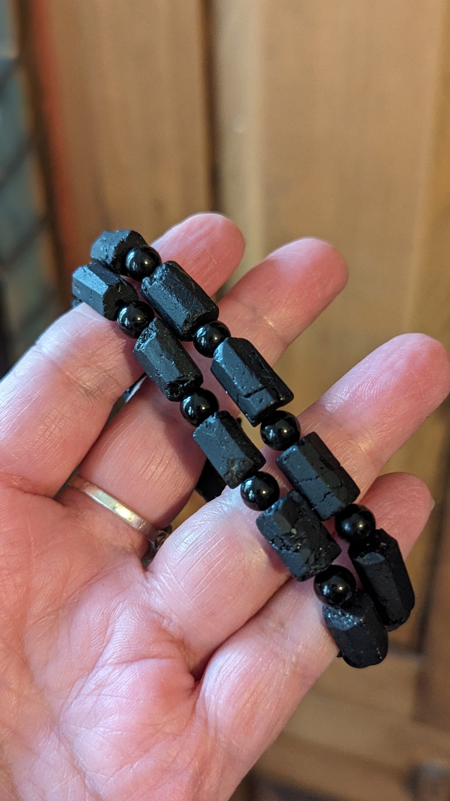 Black Tourmaline Energy Bracket - PROTECTION, GROUNDING, CALMING