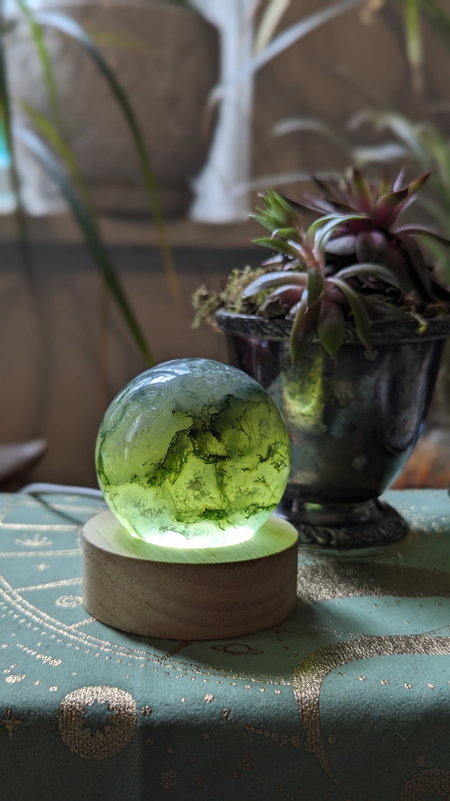 Moss Agate Sphere - PROSPERITY, SUCCESS, ABUNDANCE, CONGENIALITY, COMPATIBILITY, HEALING