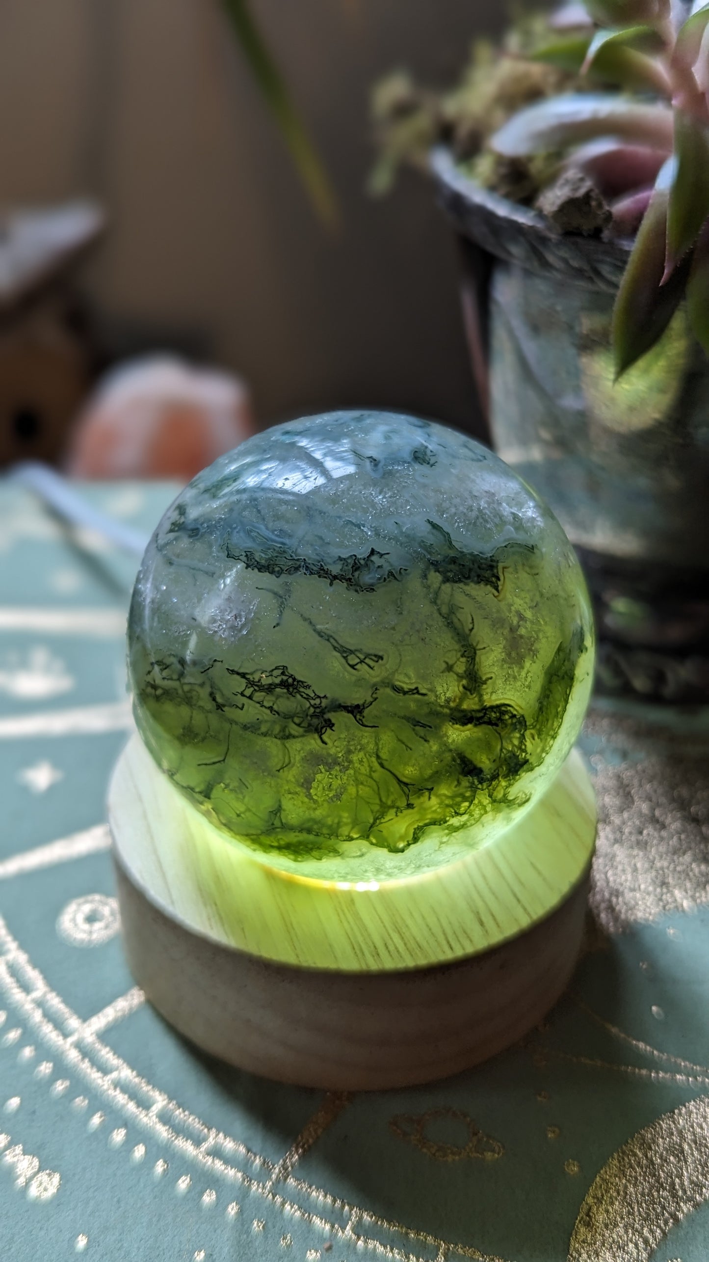 Moss Agate Sphere - PROSPERITY, SUCCESS, ABUNDANCE, CONGENIALITY, COMPATIBILITY, HEALING