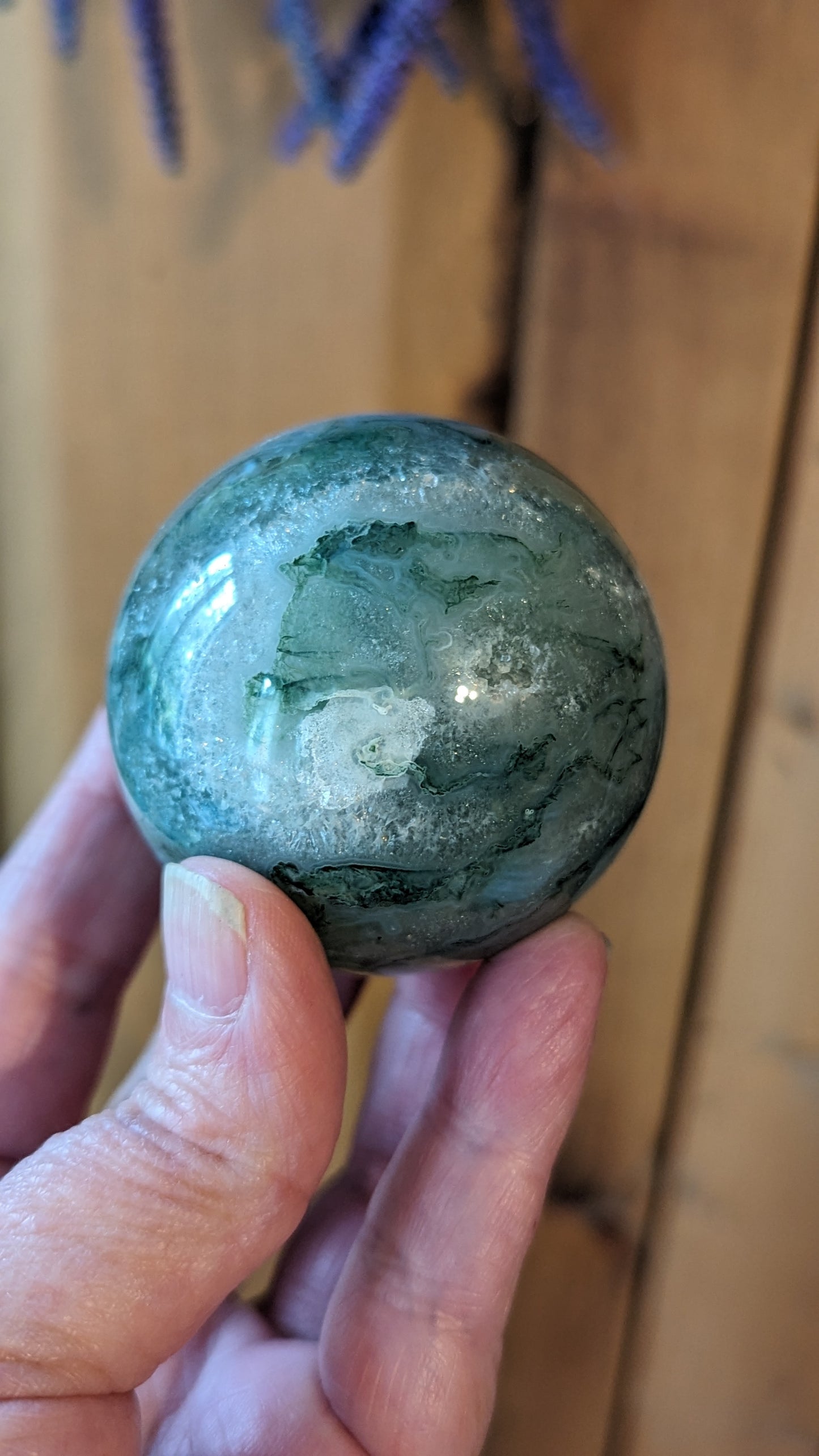 Moss Agate Sphere - PROSPERITY, SUCCESS, ABUNDANCE, CONGENIALITY, COMPATIBILITY, HEALING