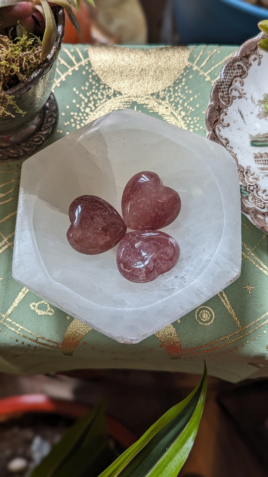 Strawberry Quartz Heart - GRATITUDE, UNIVERSAL LOVE, HARMONY