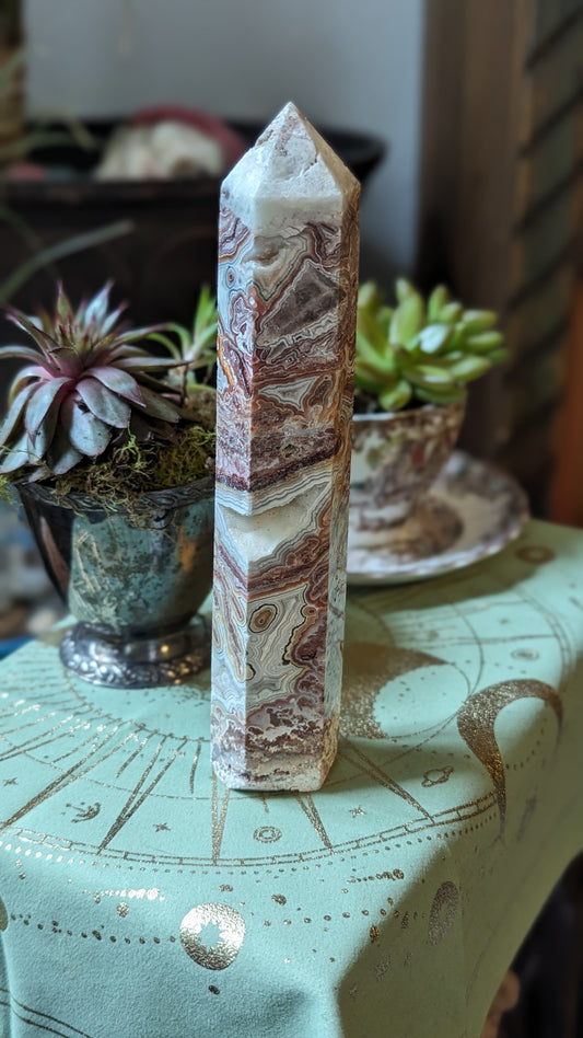 Crazy Lace Agate Energy Tower (Mexican Agate) - PROTECTION, UNITY, INNOCENCE, TRANSFORMATION