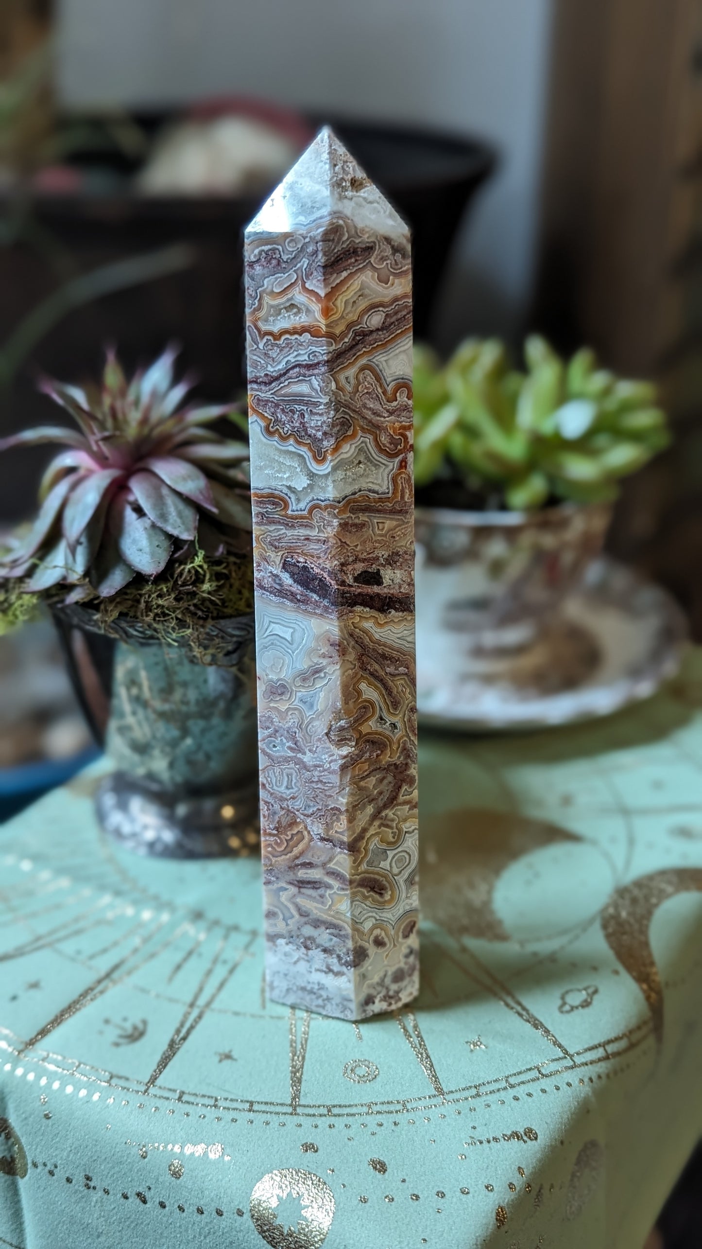 Crazy Lace Agate Energy Tower (Mexican Agate) - PROTECTION, UNITY, INNOCENCE, TRANSFORMATION