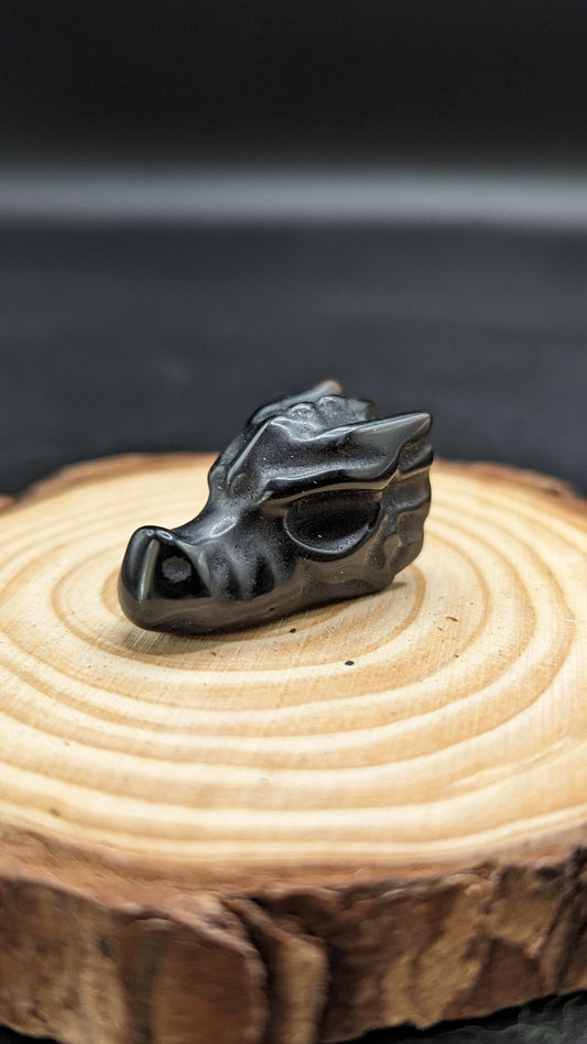 Dragon Head Mini (Black Obsidian)  -  PROTECTION, TRANSFORMATION, FULFILMENT