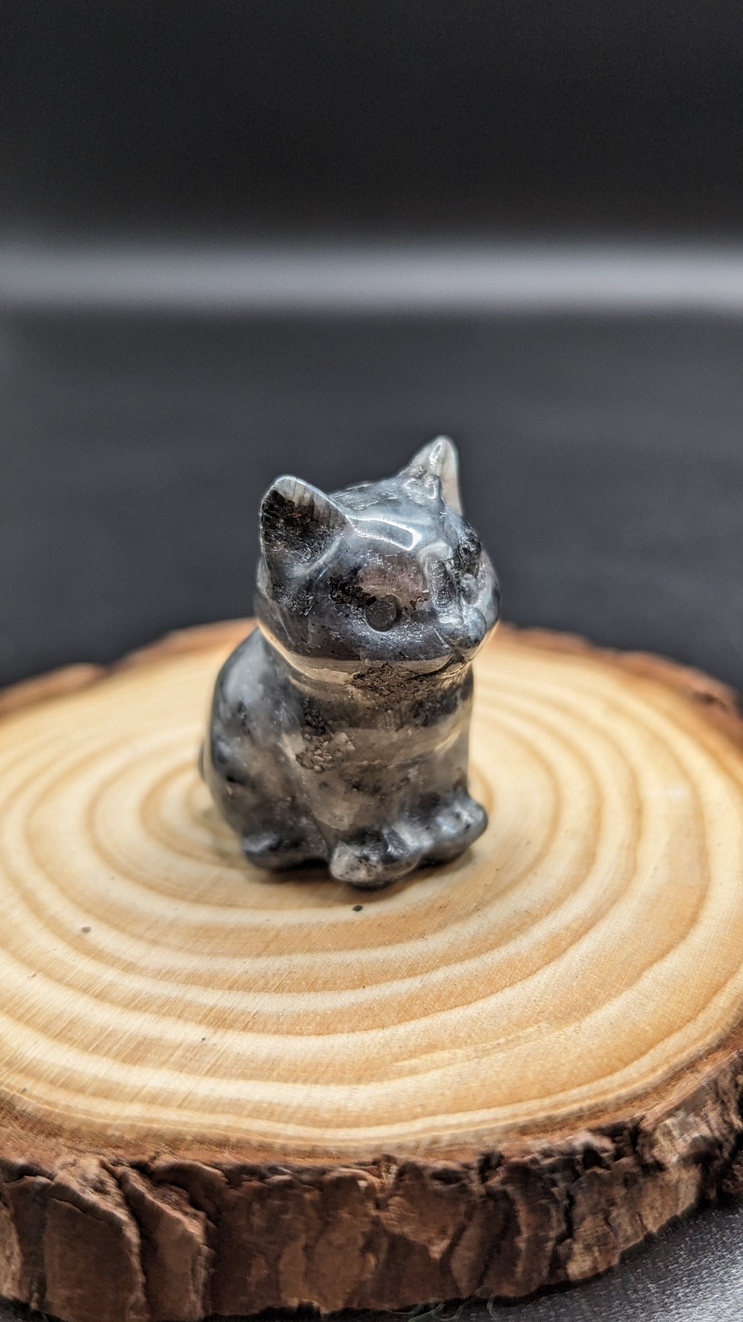 Sitting Cat (Larvikite) - HEAPING, GROUNDING, PROTECTION