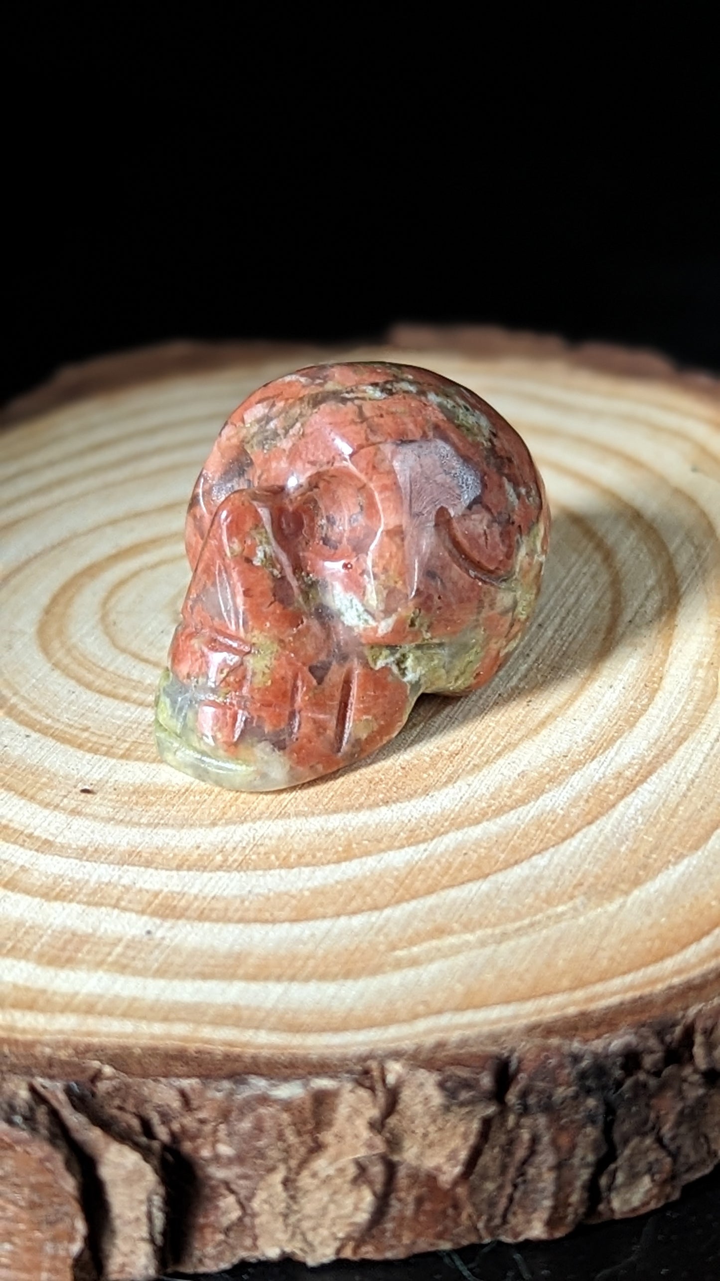 Skull Mini (Unakite) - SPIRITUALITY, VISION, EMOTIONAL BALANCE