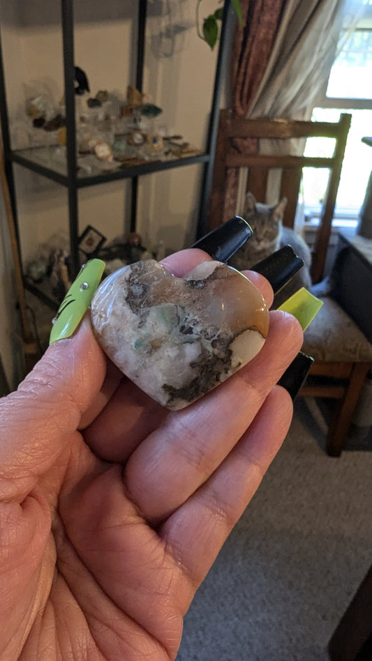 Flower Agate Heart - NEW BEGINNINGS, GROWTH, TRANSFORMATION