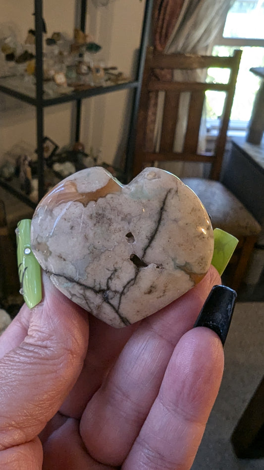 Flower Agate Heart - NEW BEGINNINGS, GROWTH, TRANSFORMATION