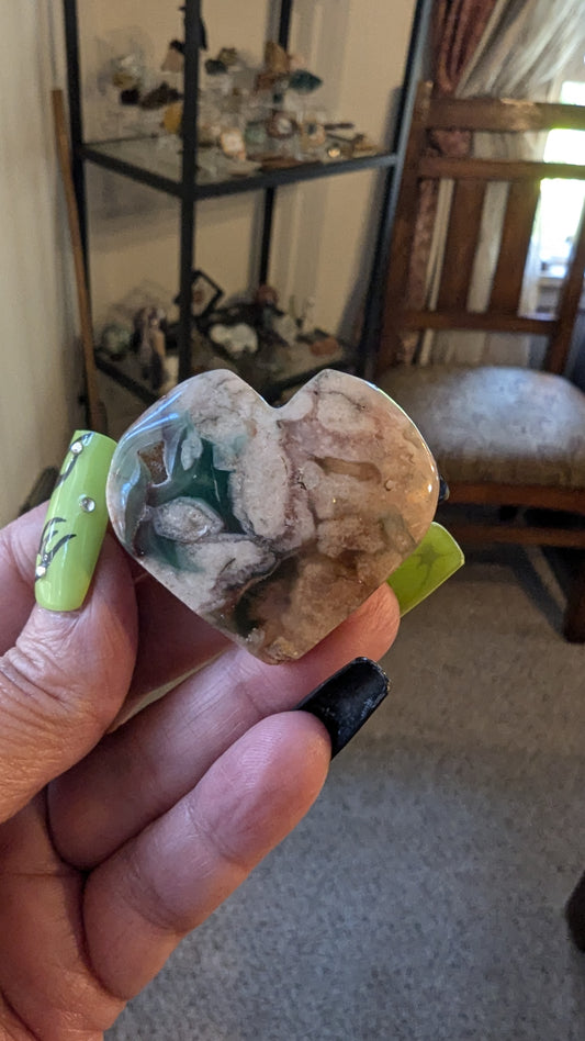 Flower Agate Heart - NEW BEGINNINGS, GROWTH, TRANSFORMATION