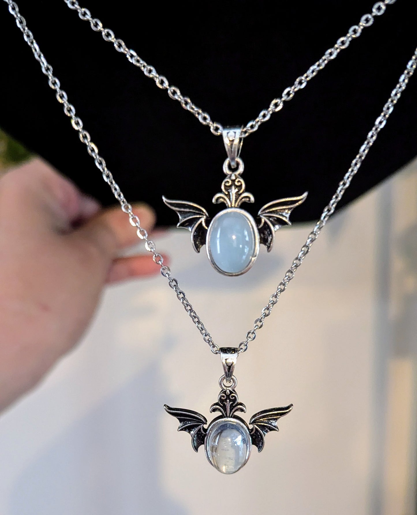 Bat Necklace (Aquamarine) - PEACE, INSPIRATION, GROWTH