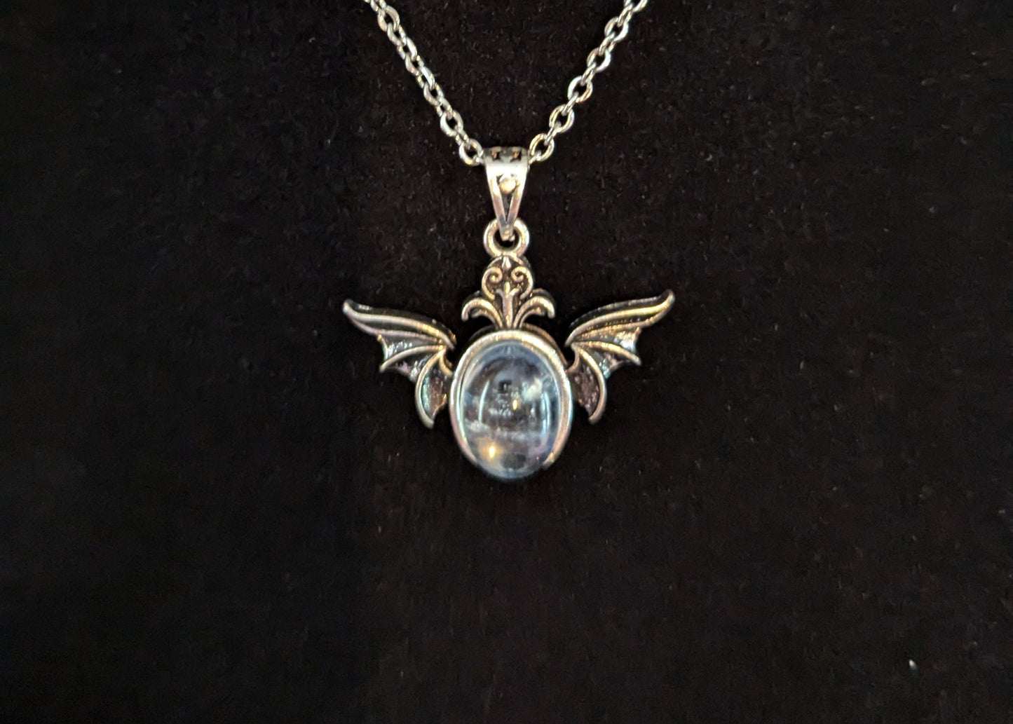 Bat Necklace (Aquamarine) - PEACE, INSPIRATION, GROWTH