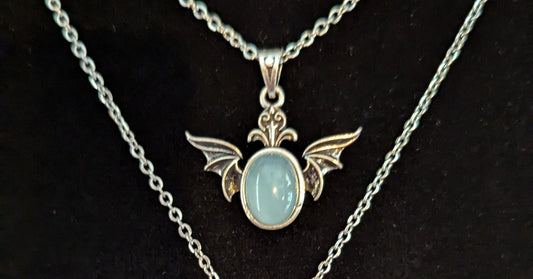 Bat Necklace (Aquamarine) - PEACE, INSPIRATION, GROWTH