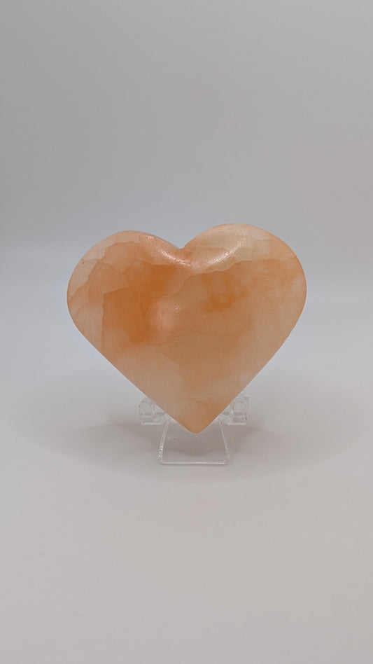 Peach Selenite Heart - PROTECTION, STRENGTH, HEALING