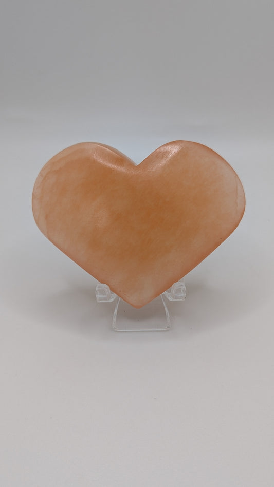 Peach Selenite Heart - PROTECTION, STRENGTH, HEALING