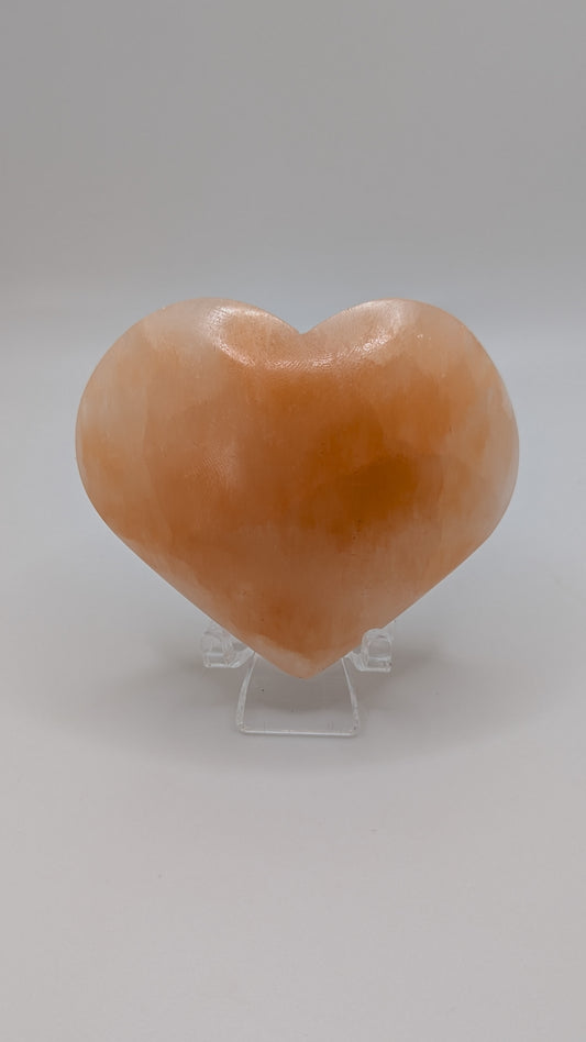 Peach Selenite Heart - PROTECTION, STRENGTH, HEALING