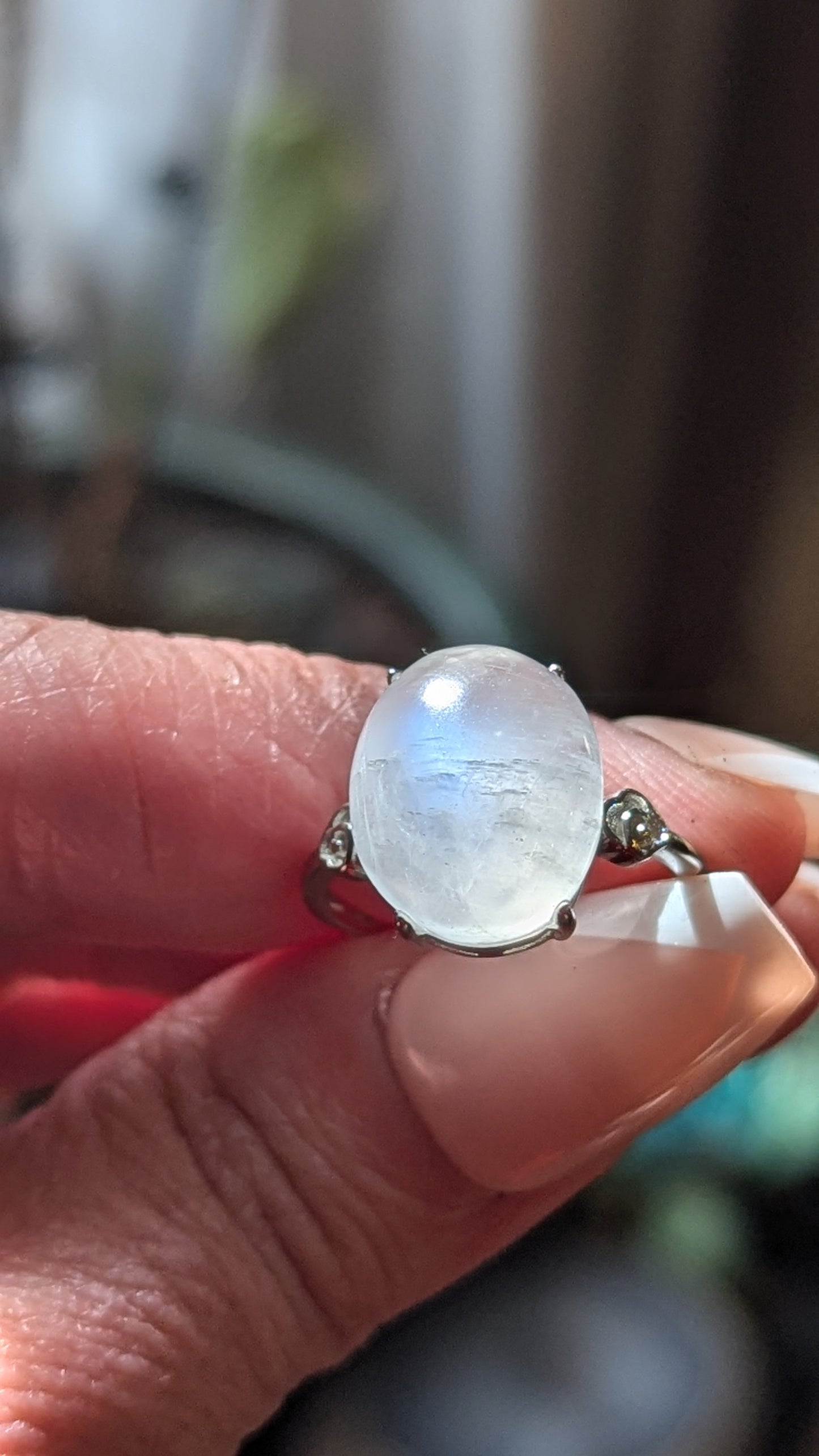 Moonstone Adjustable Ring Sterling Silver - INSPIRATION, INTUITION, BEGINNINGS