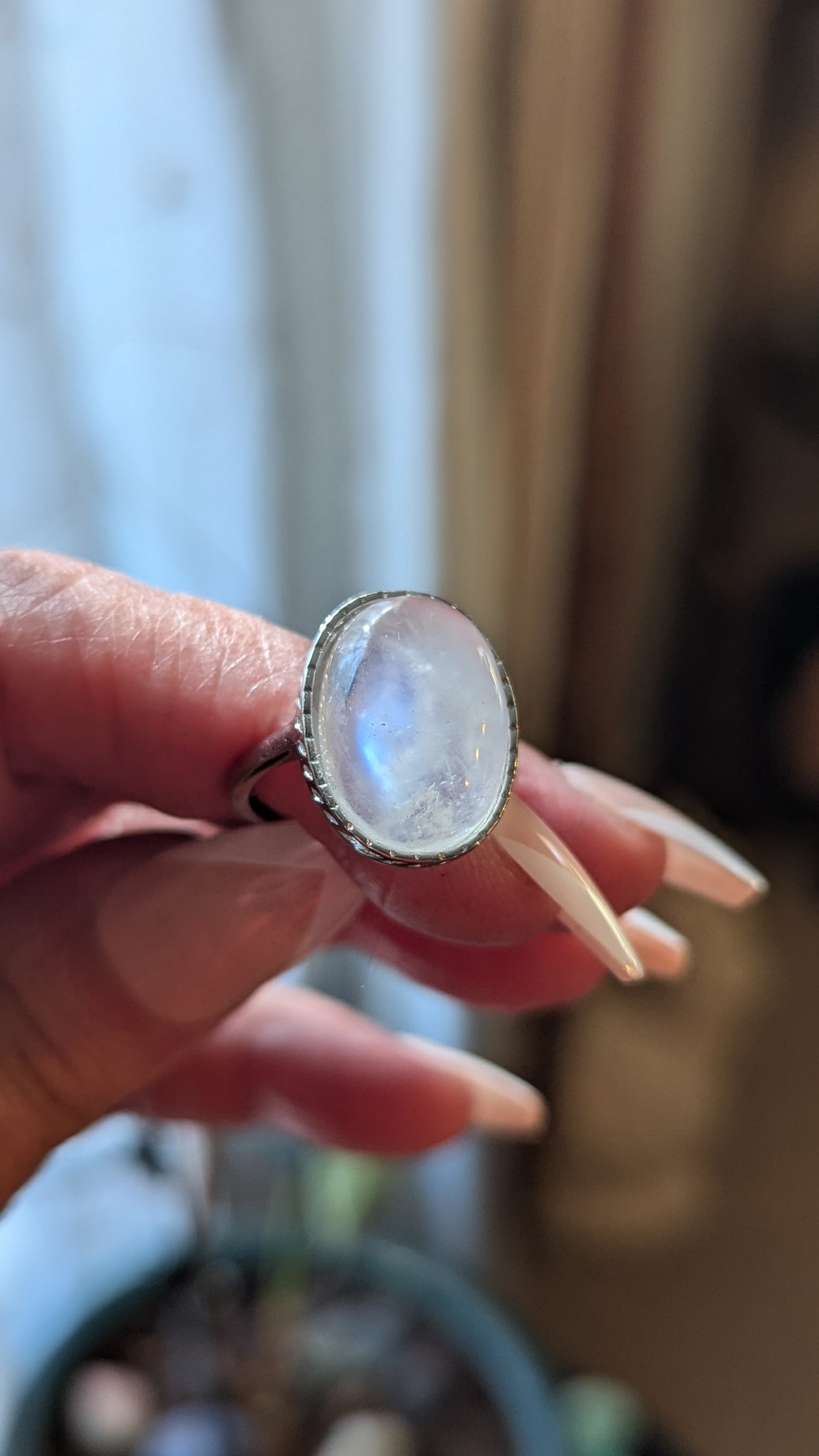 Moonstone Adjustable Ring Sterling Silver - INSPIRATION, INTUITION, BEGINNINGS