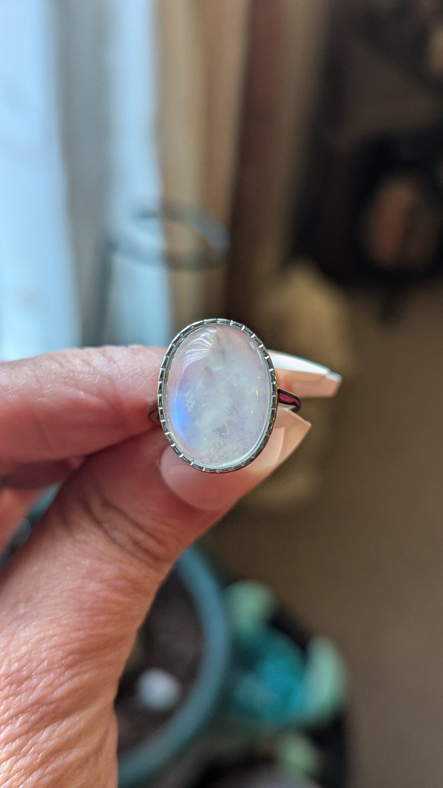 Moonstone Adjustable Ring Sterling Silver - INSPIRATION, INTUITION, BEGINNINGS