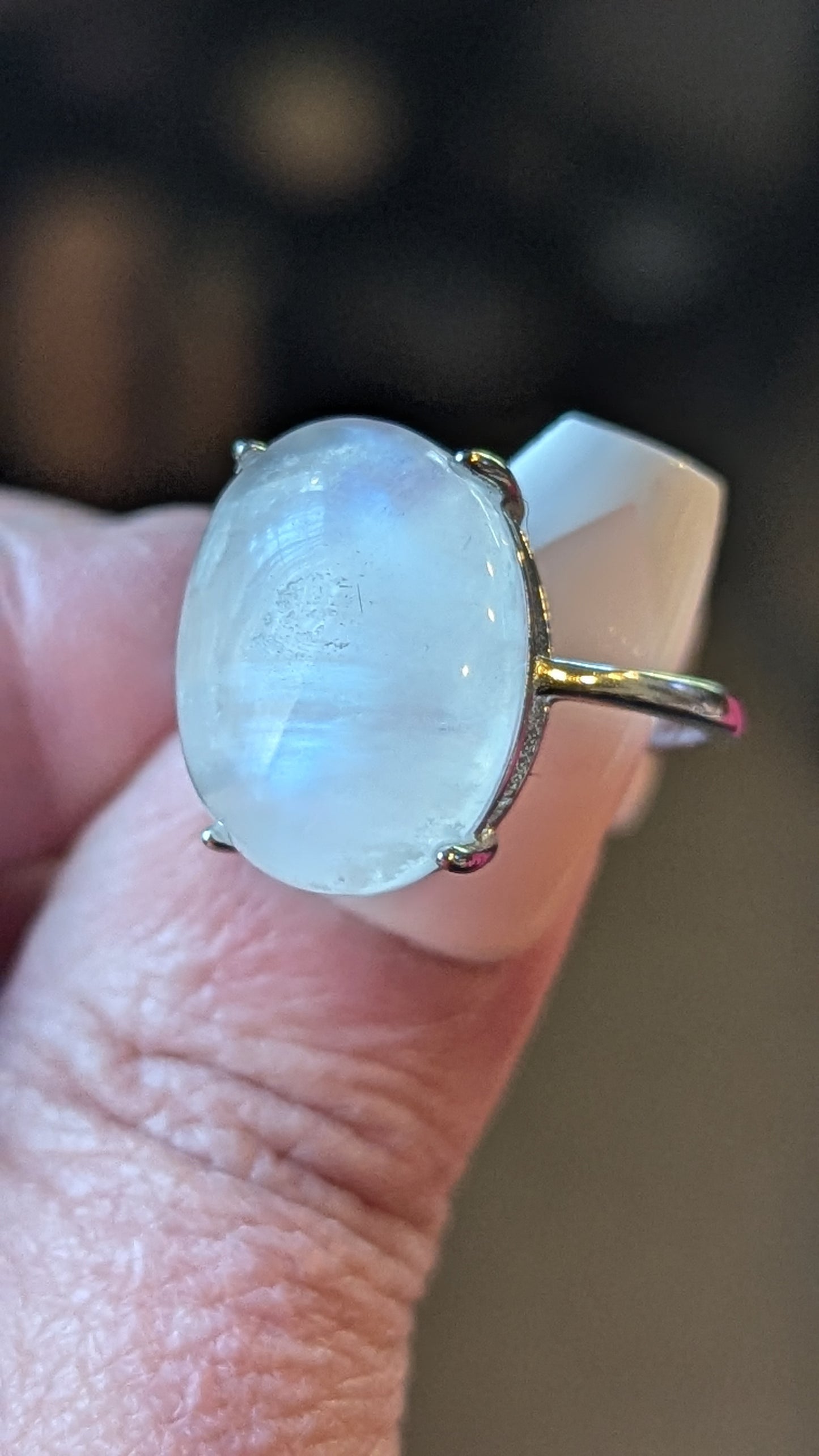 Moonstone Adjustable Ring Sterling Silver - INSPIRATION, INTUITION, BEGINNINGS