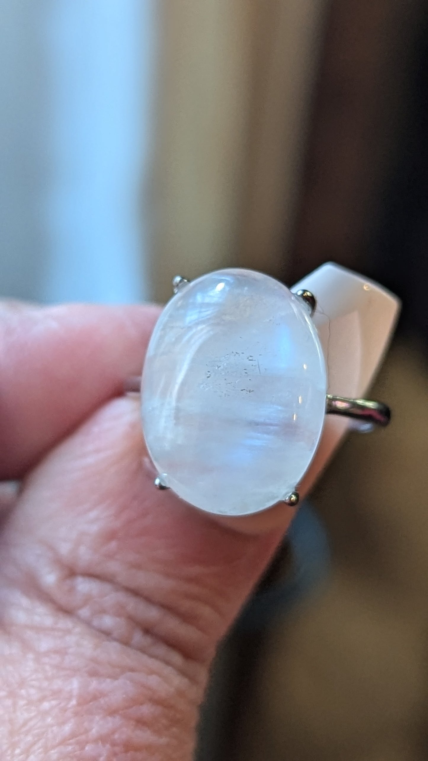 Moonstone Adjustable Ring Sterling Silver - INSPIRATION, INTUITION, BEGINNINGS