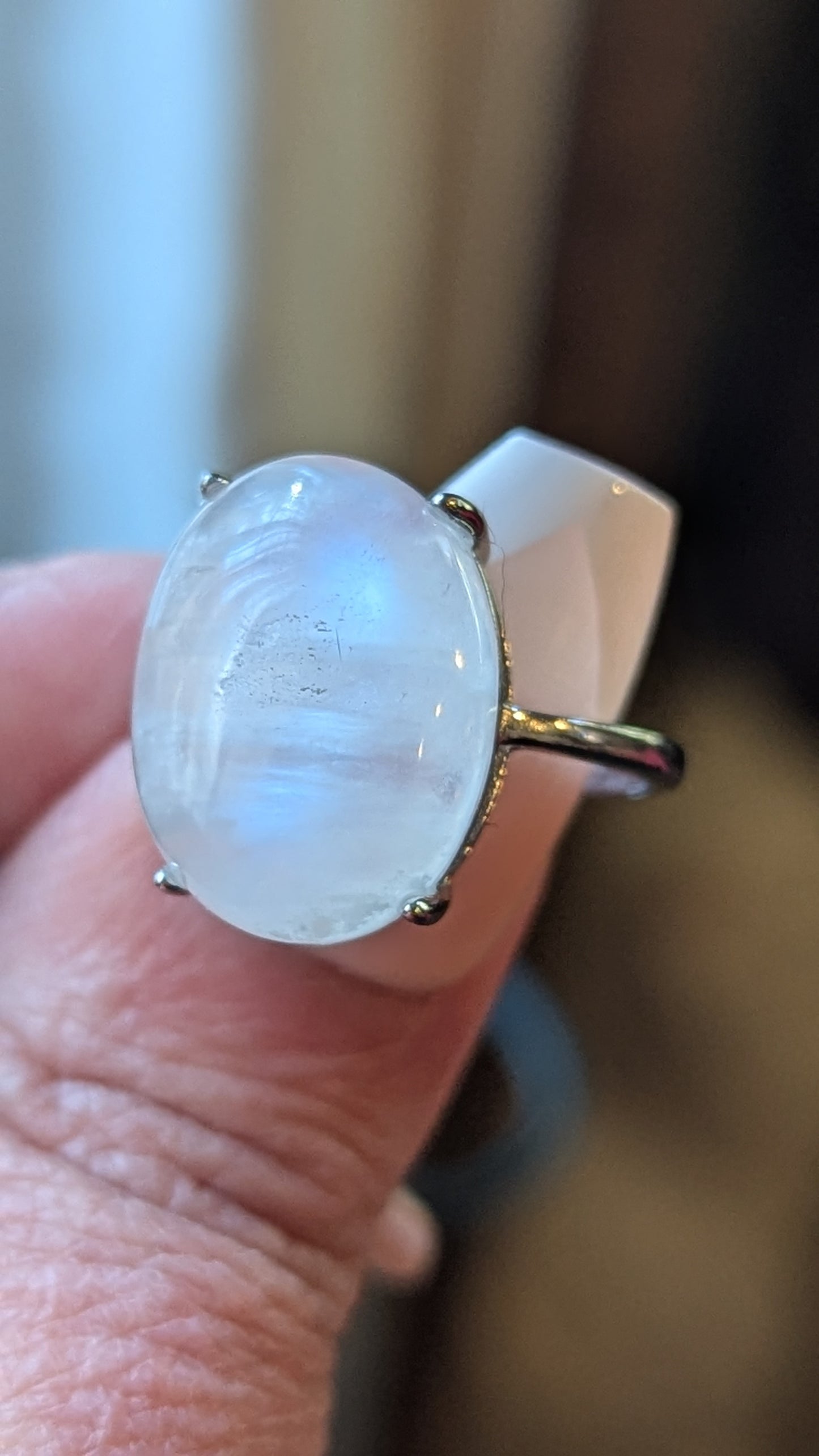 Moonstone Adjustable Ring Sterling Silver - INSPIRATION, INTUITION, BEGINNINGS