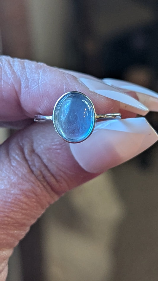 Aquamarine Adjustable Ring - PEACE, INSPIRATION, GROWTH