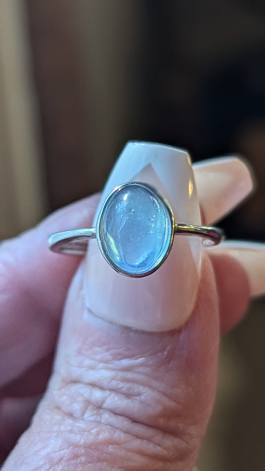 Aquamarine Adjustable Ring Sterling Silver - PEACE, INSPIRATION, GROWTH