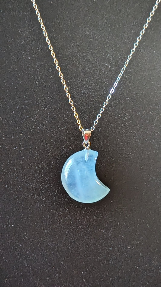 Aquamarine Moon Necklace (Sterling Silver) - PEACE, INSPIRATION, GROWTH