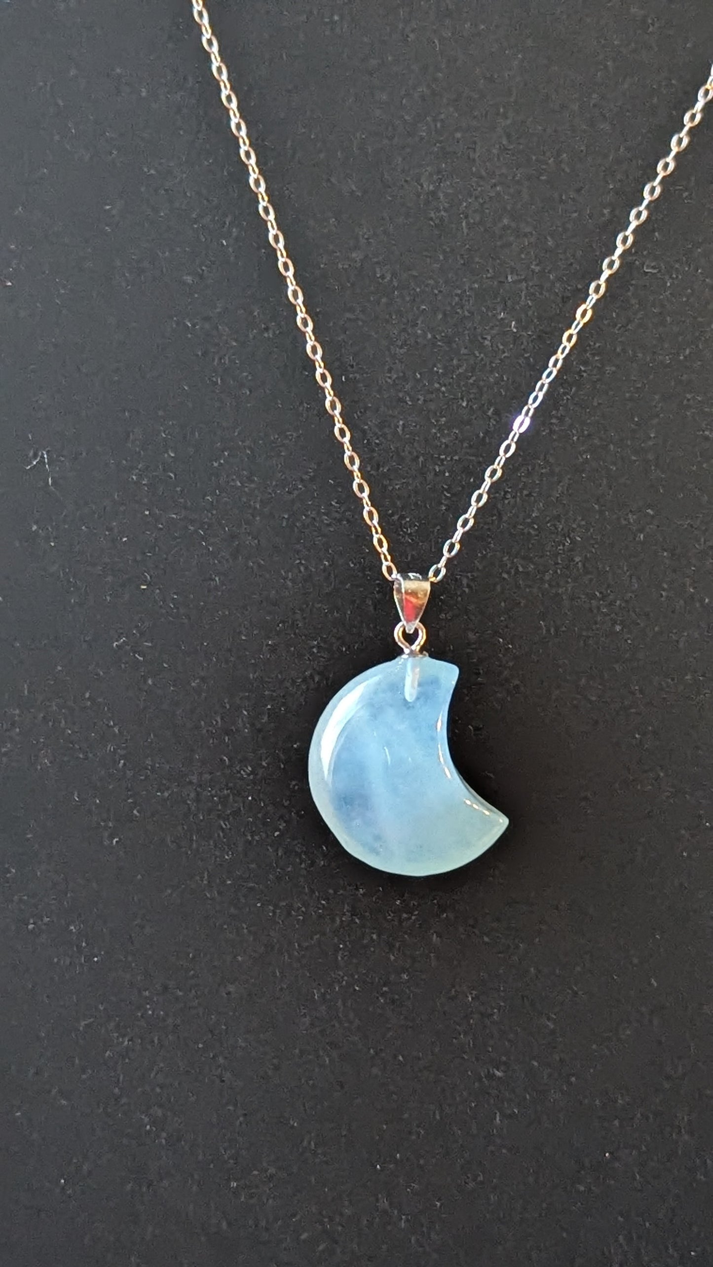 Aquamarine Moon Necklace (Sterling Silver) - PEACE, INSPIRATION, GROWTH