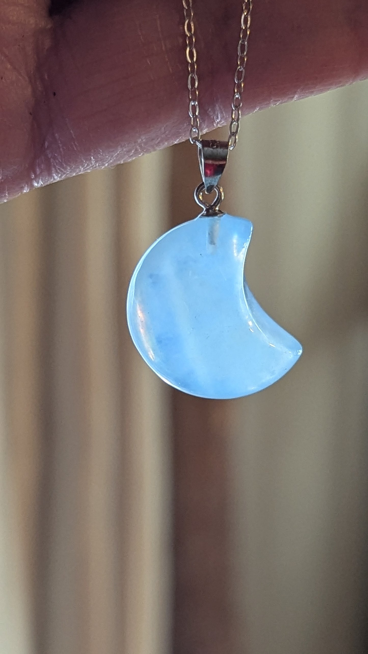 Aquamarine Moon Necklace (Sterling Silver) - PEACE, INSPIRATION, GROWTH